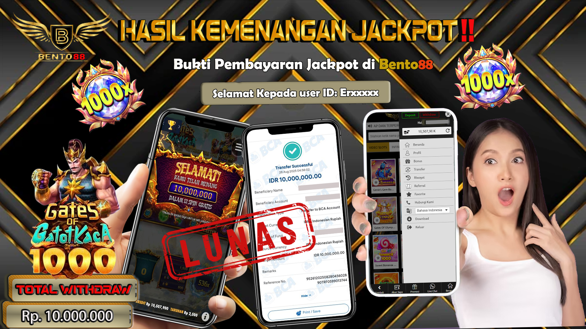 BENTO88 Jackpot Slot Rp 10,000,000 ~ Lunas