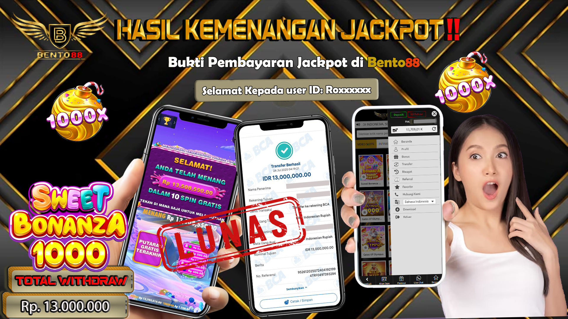 BENTO88 Jackpot Slot Rp 13,000,000 ~ Lunas