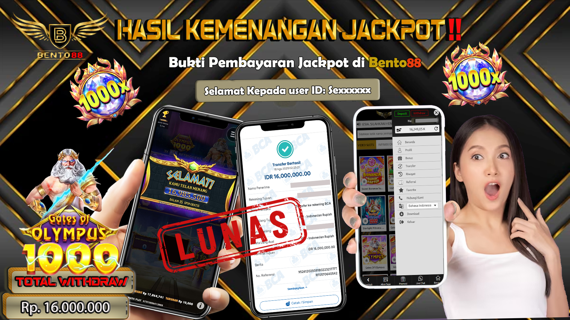 BENTO88 Jackpot Slot Rp 16,000,000 ~ Lunas