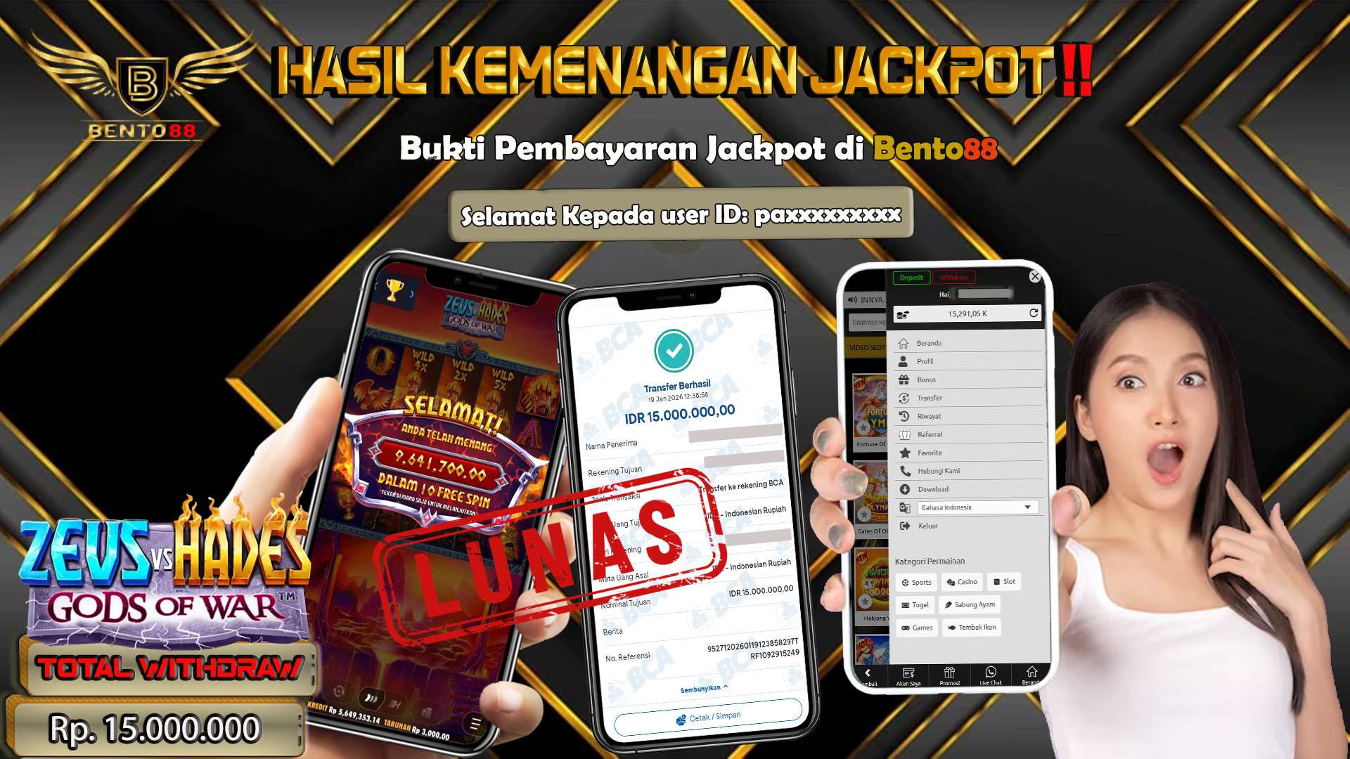 BENTO88 Jackpot Slot Rp 15,000,000 ~ Lunas