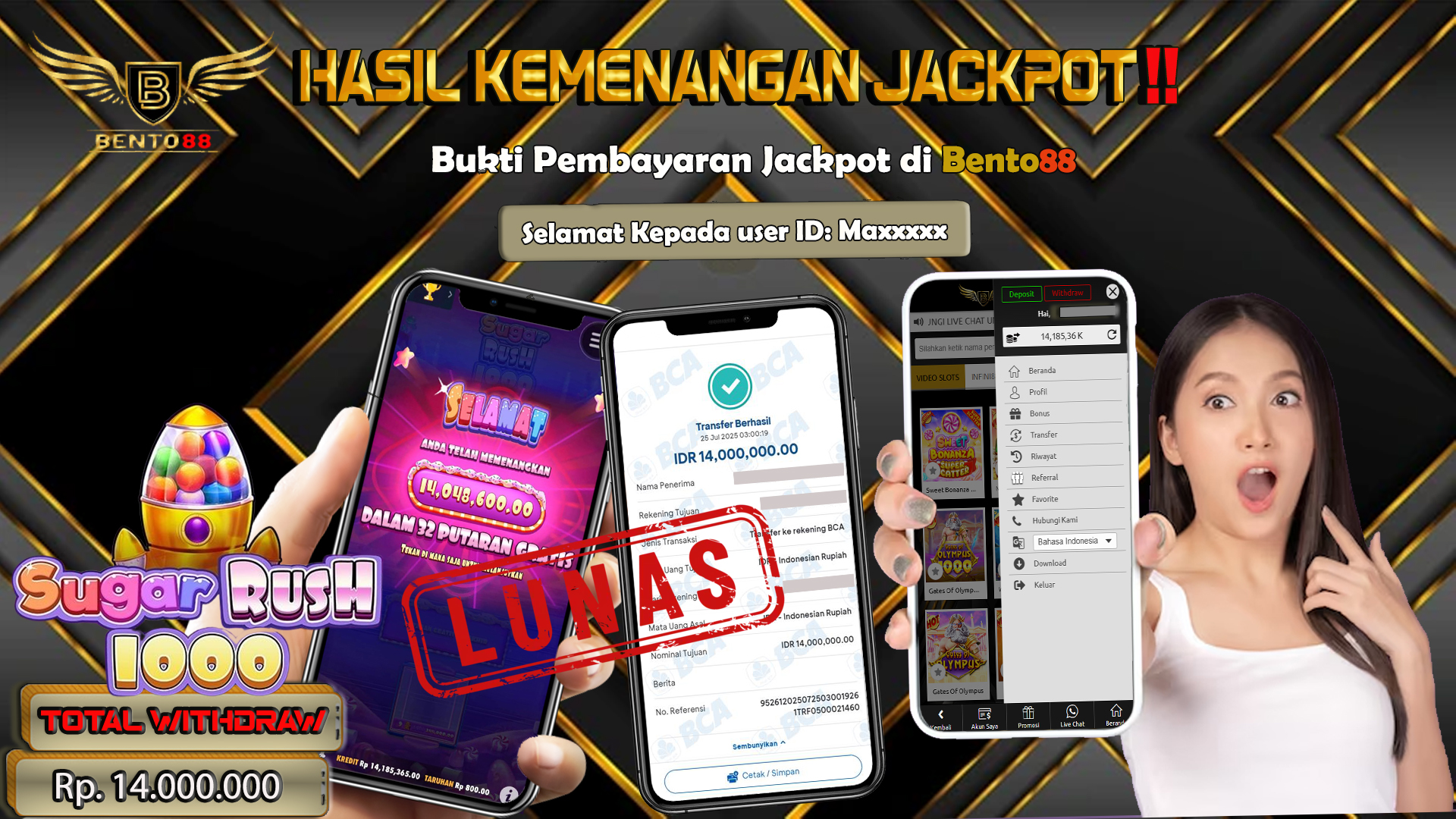 BENTO88 Jackpot Slot Rp 14,000,000 ~ Lunas