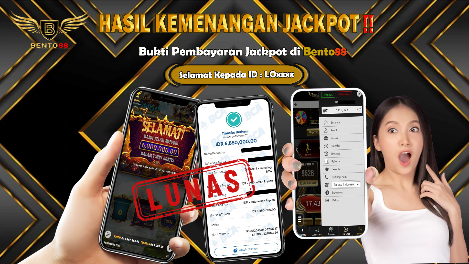 BENTO88 Jackpot Slot Rp 6,850,000 ~ Lunas