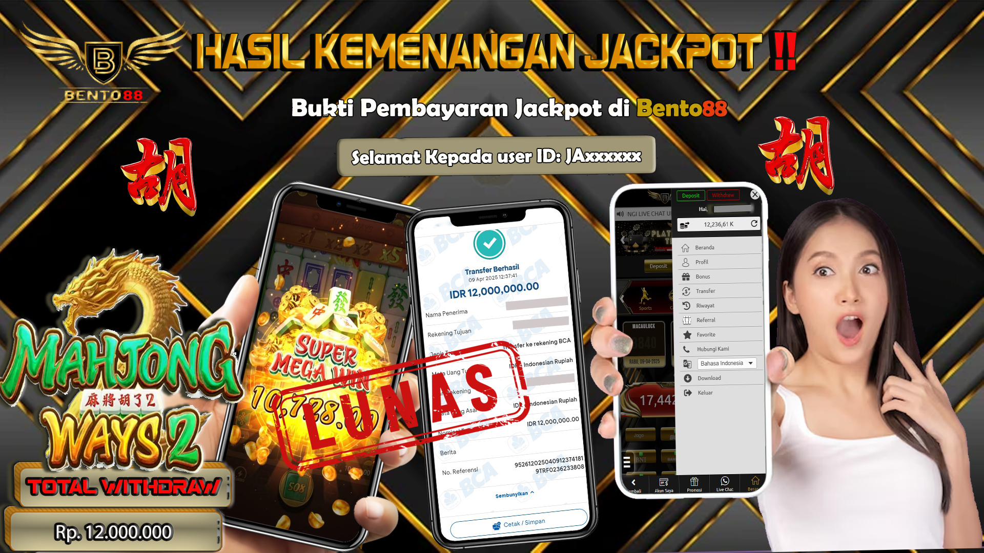 BENTO88 Jackpot Slot Rp 12,000,000 ~ Lunas