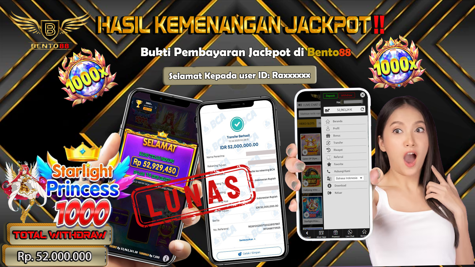 BENTO88 Jackpot Slot Rp 52,000,000 ~ Lunas