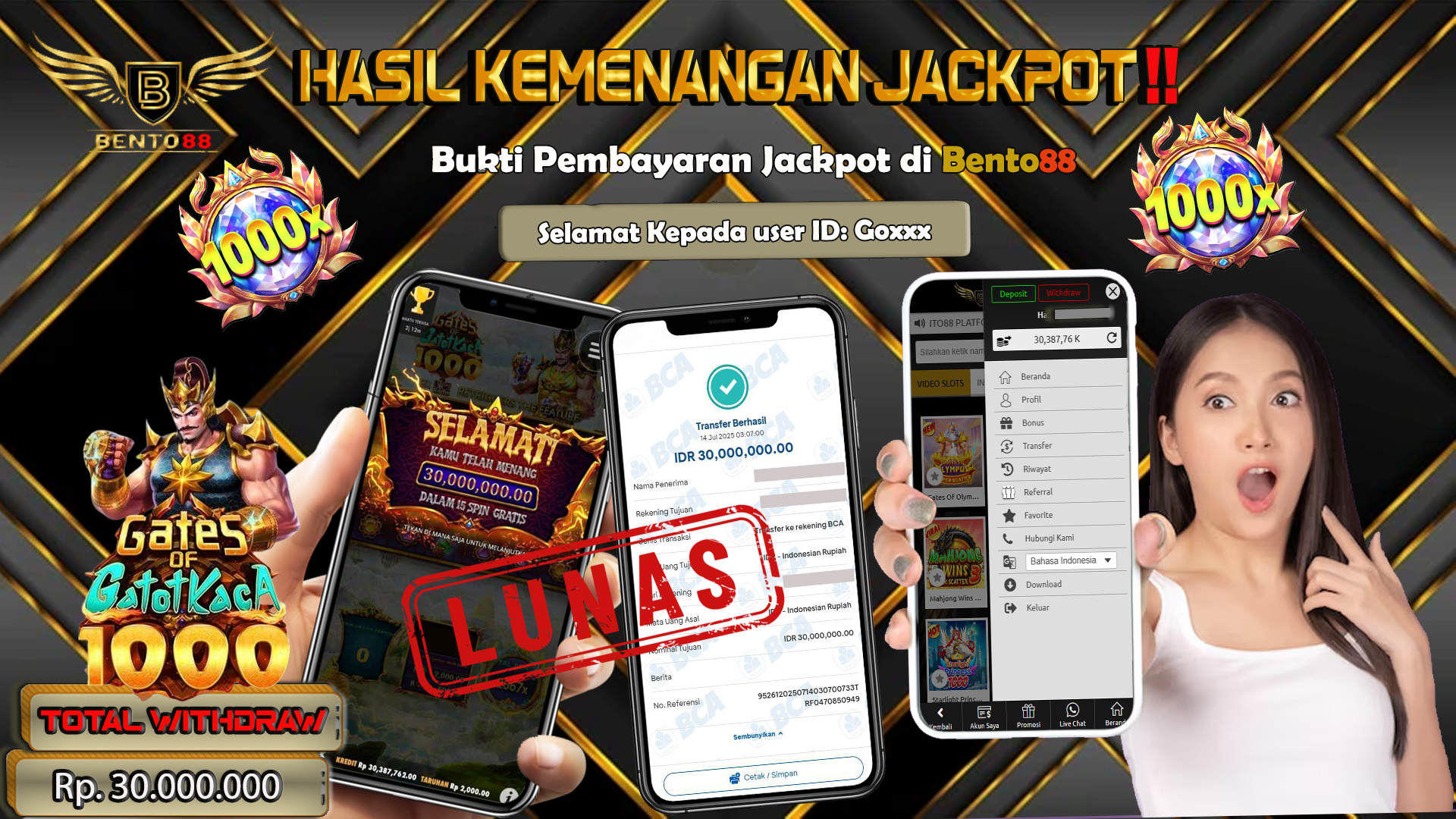 BENTO88 Jackpot Slot Rp 30,000,000 ~ Lunas