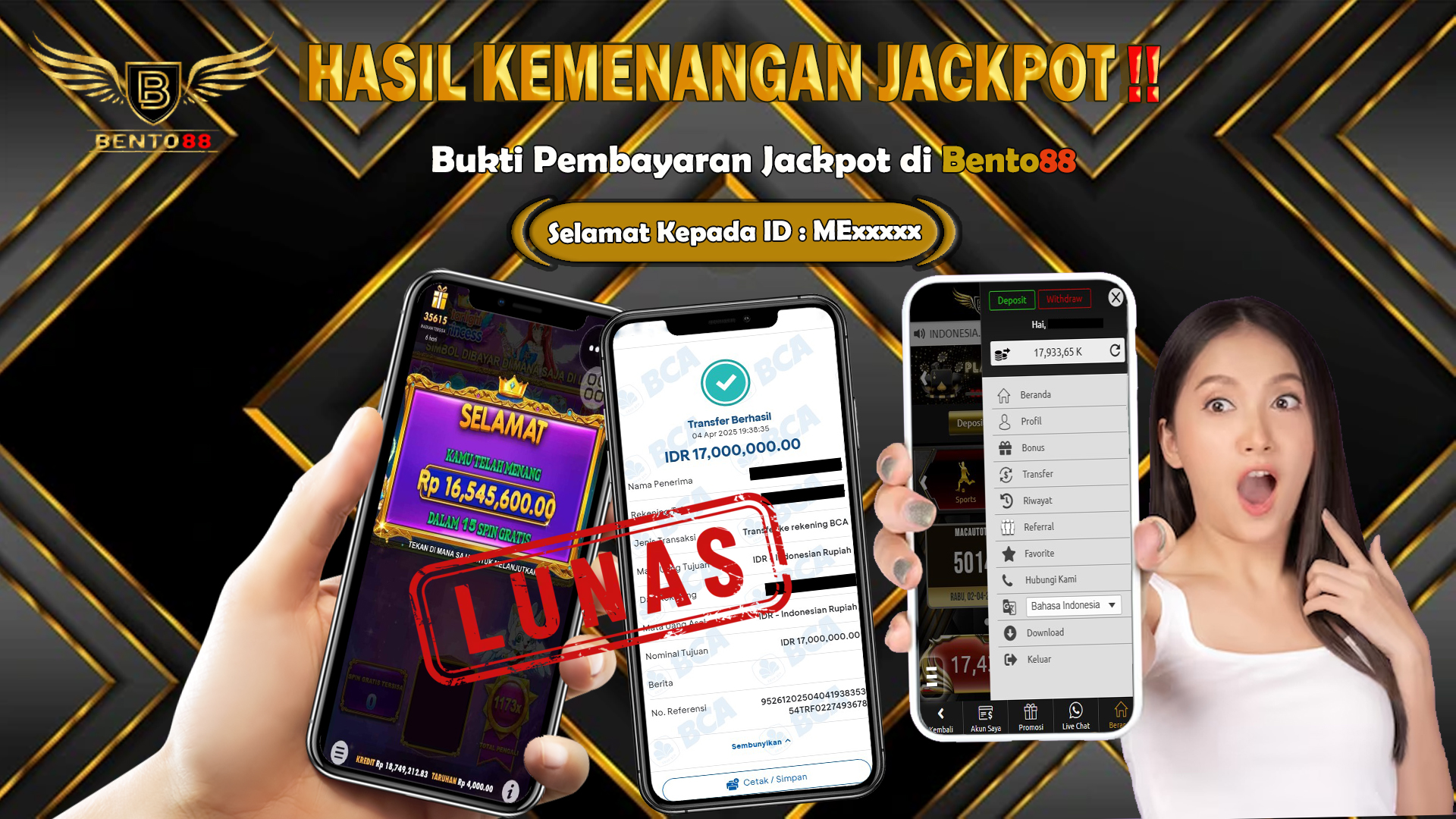 BENTO88 Jackpot Slot Rp 17,000,000 ~ Lunas
