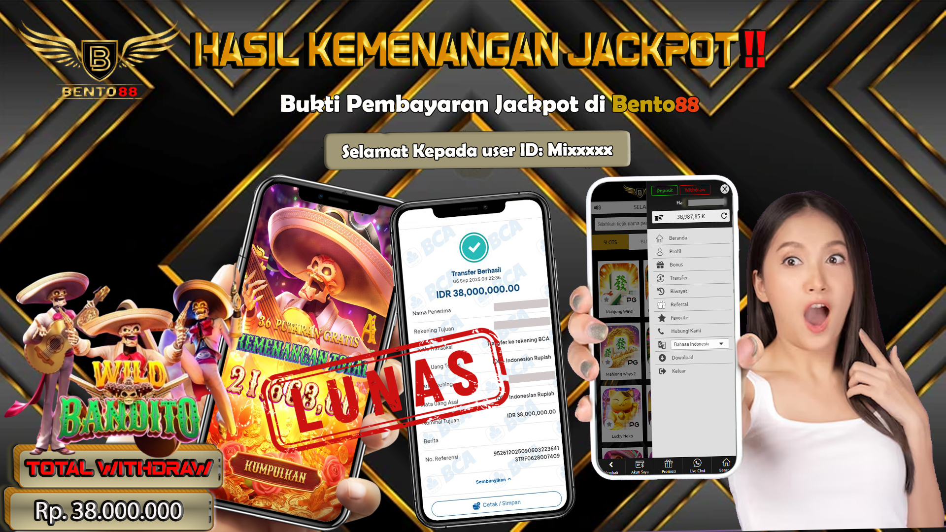 BENTO88 Jackpot Slot Rp 38,000,000 ~ Lunas