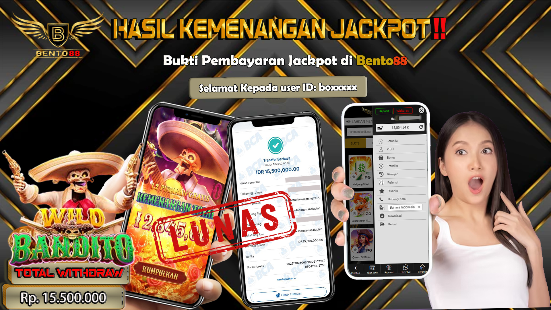 BENTO88 Jackpot Slot Rp 15,500,000 ~ Lunas
