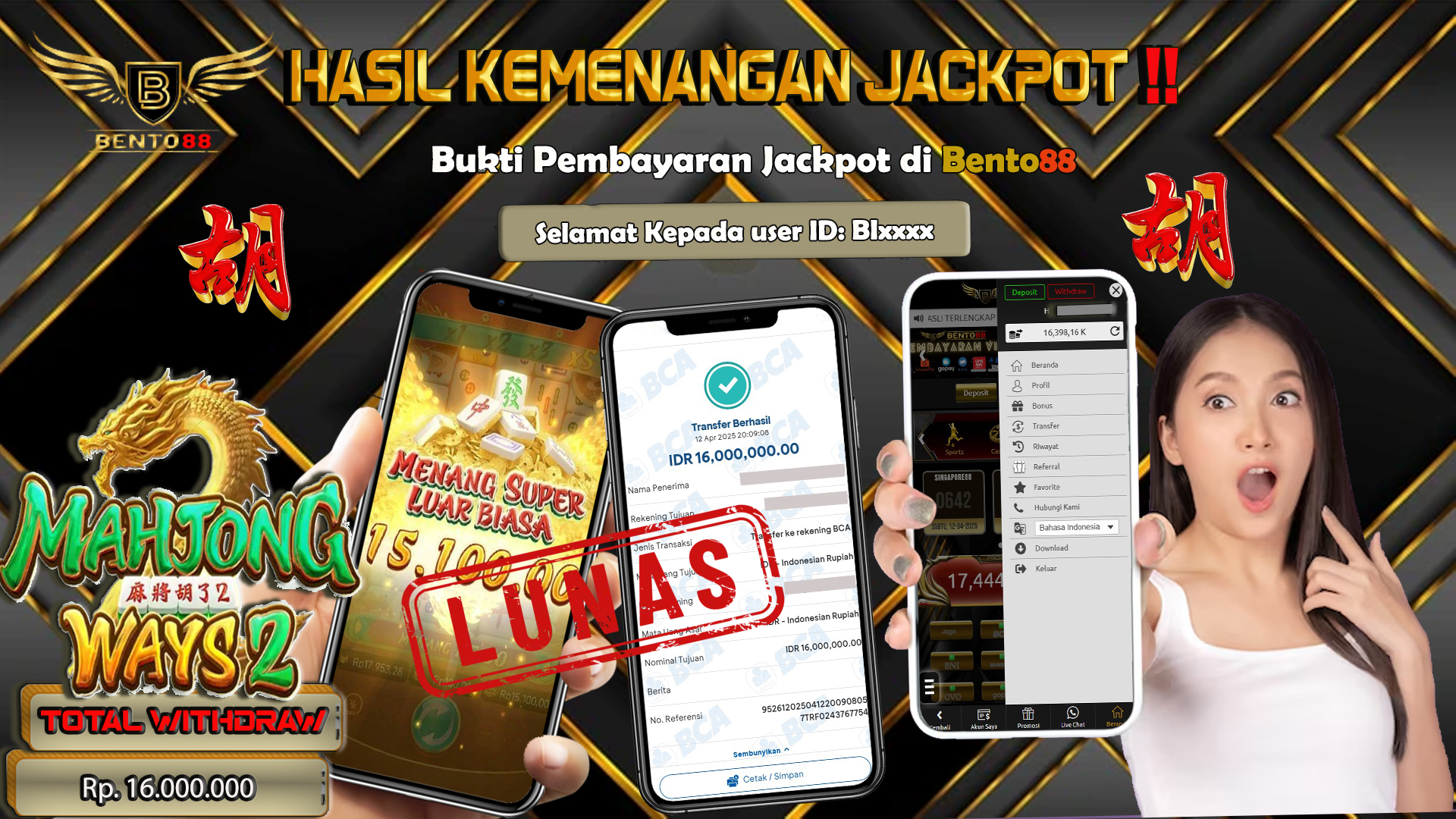 BENTO88 Jackpot Slot Rp 16,000,000 ~ Lunas