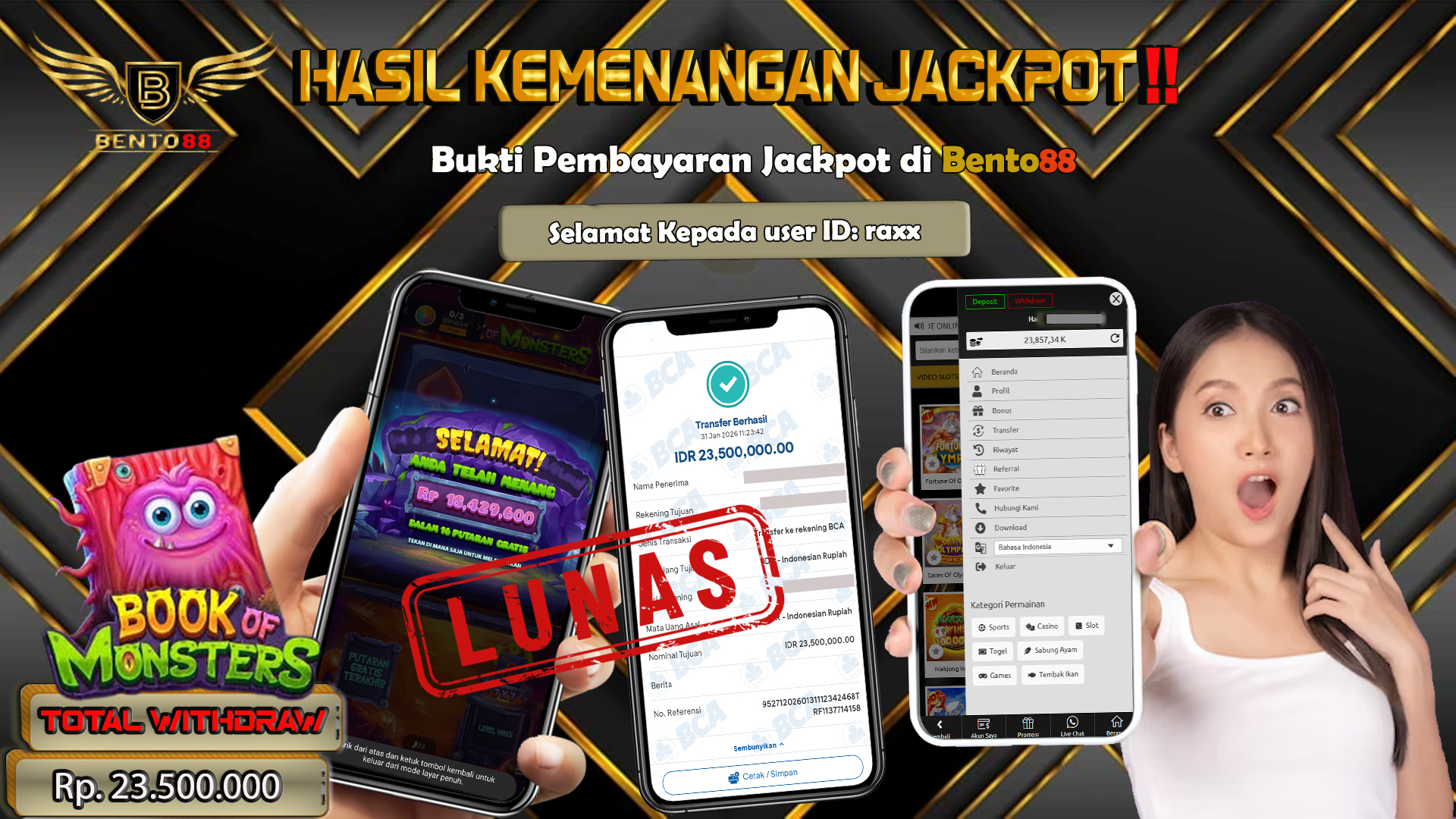 BENTO88 Jackpot Slot Rp 23,500,000 ~ Lunas