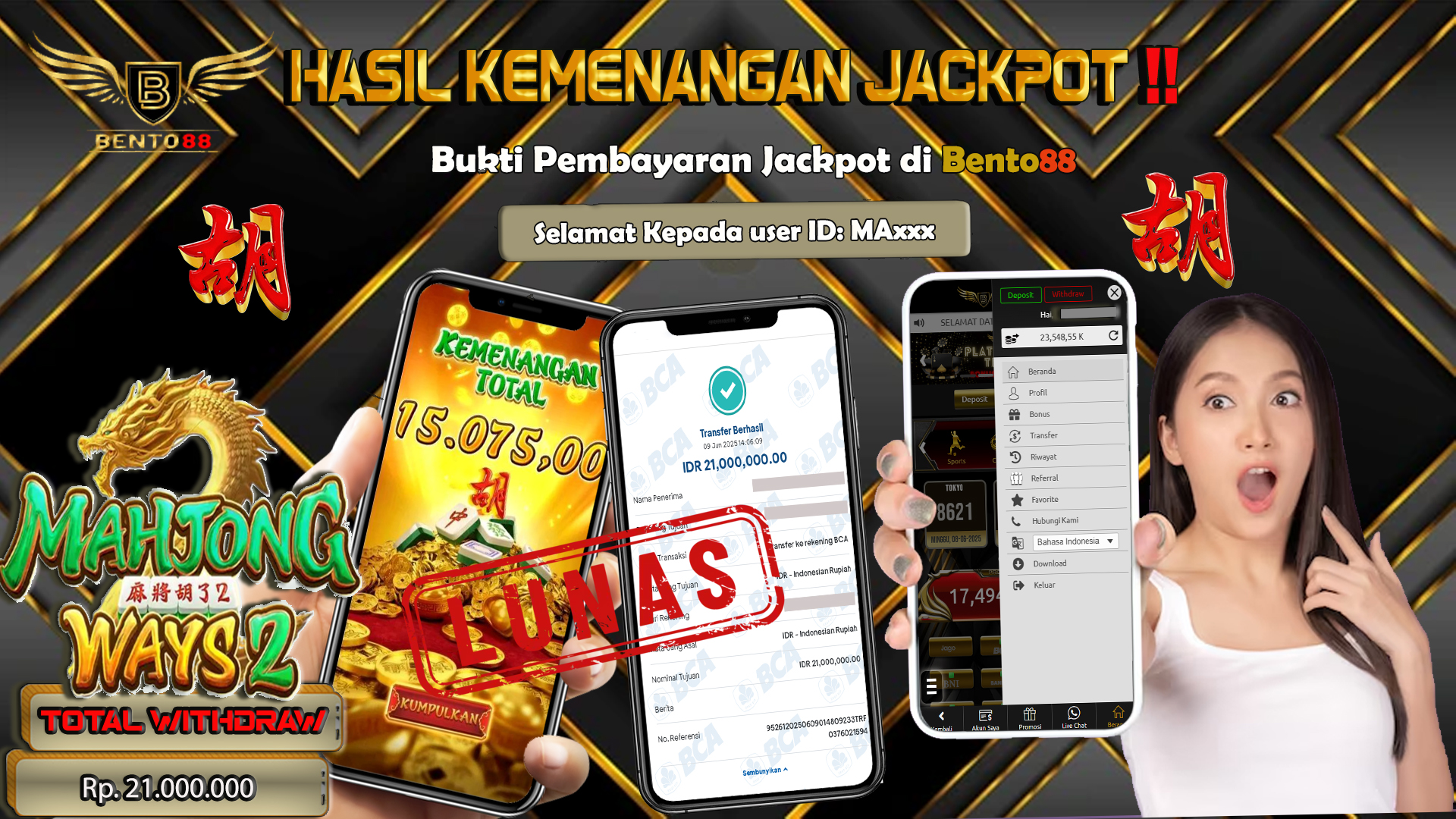 BENTO88 Jackpot Slot Rp 21,000,000 ~ Lunas