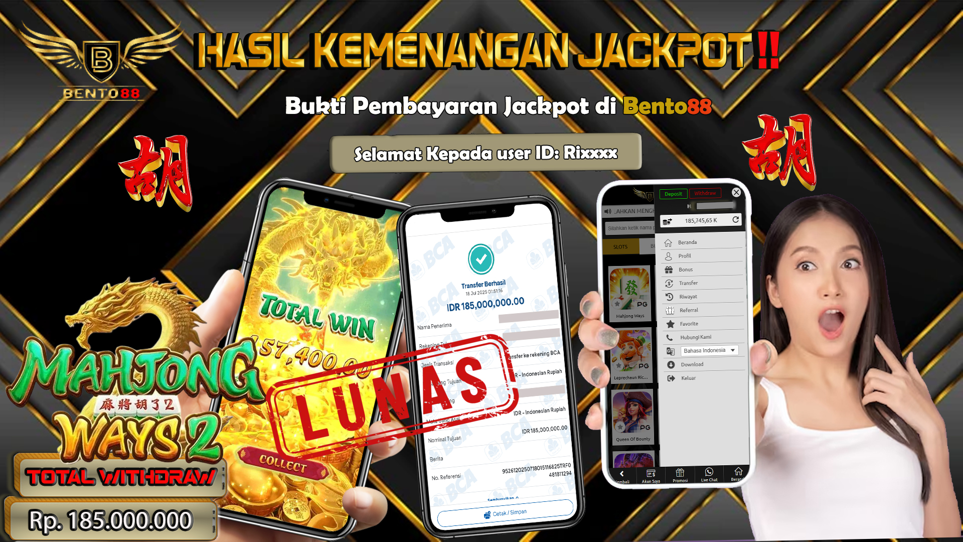 BENTO88 Jackpot Slot Rp 185,000,000 ~ Lunas