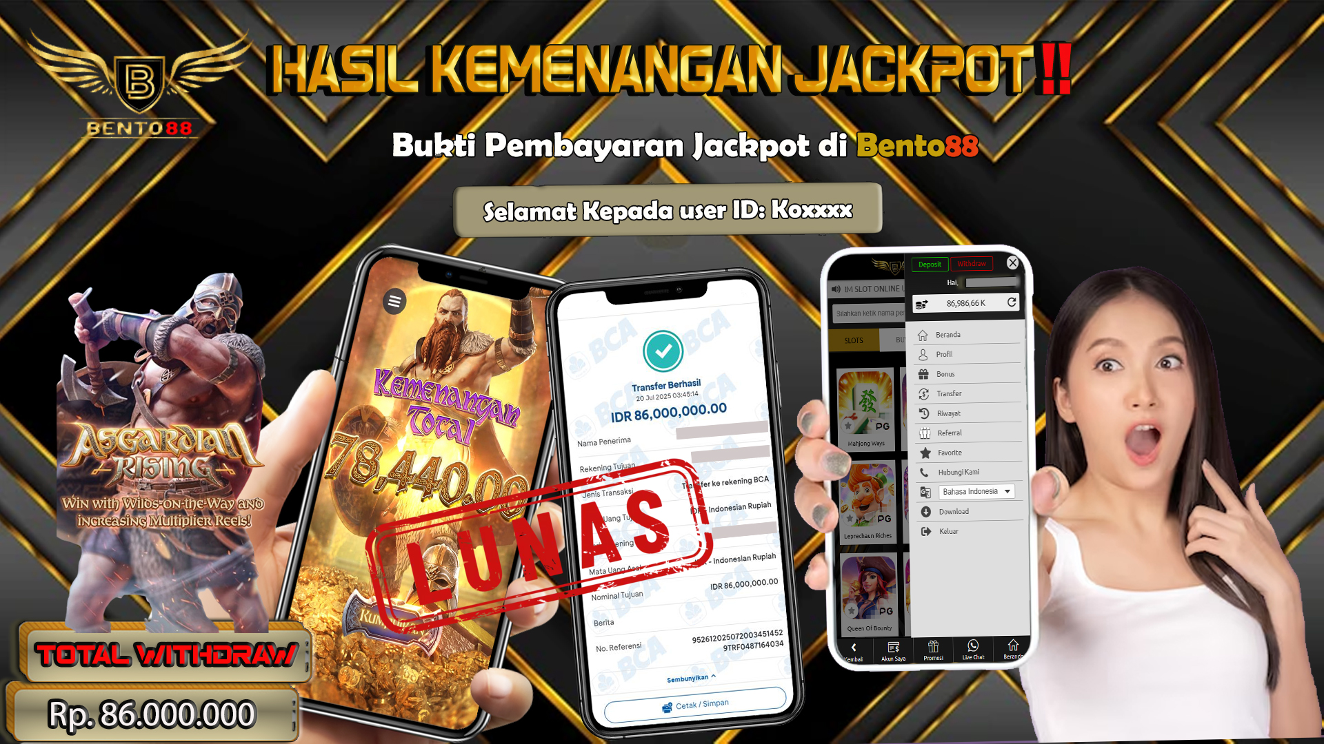 BENTO88 Jackpot Slot Rp 86,000,000 ~ Lunas