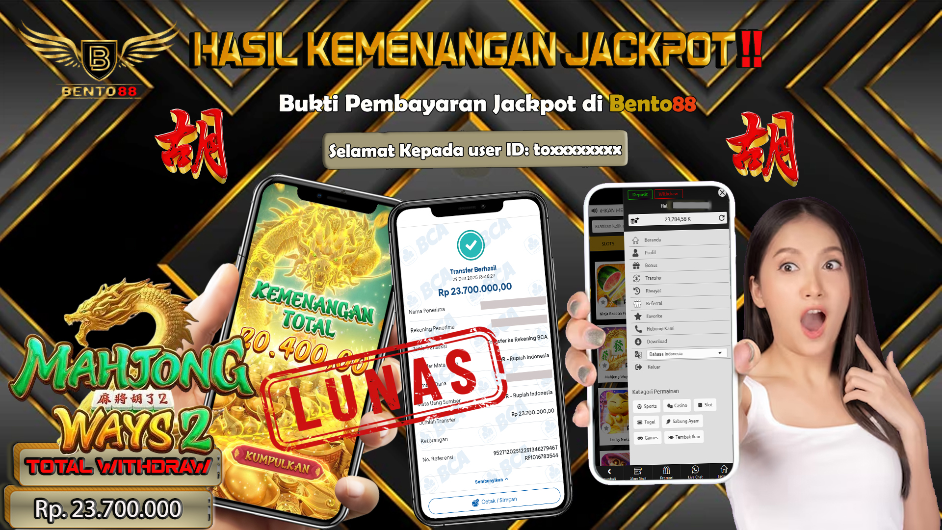 BENTO88 Jackpot Slot Rp 23,700,000 ~ Lunas