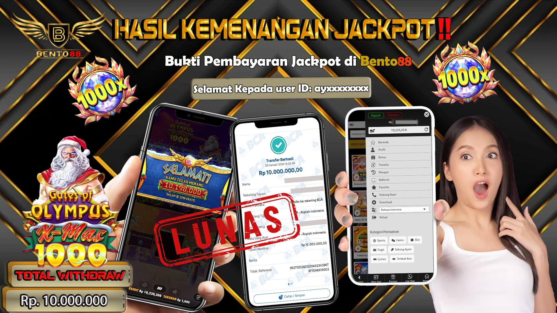 BENTO88 Jackpot Slot Rp 10,000,000 ~ Lunas
