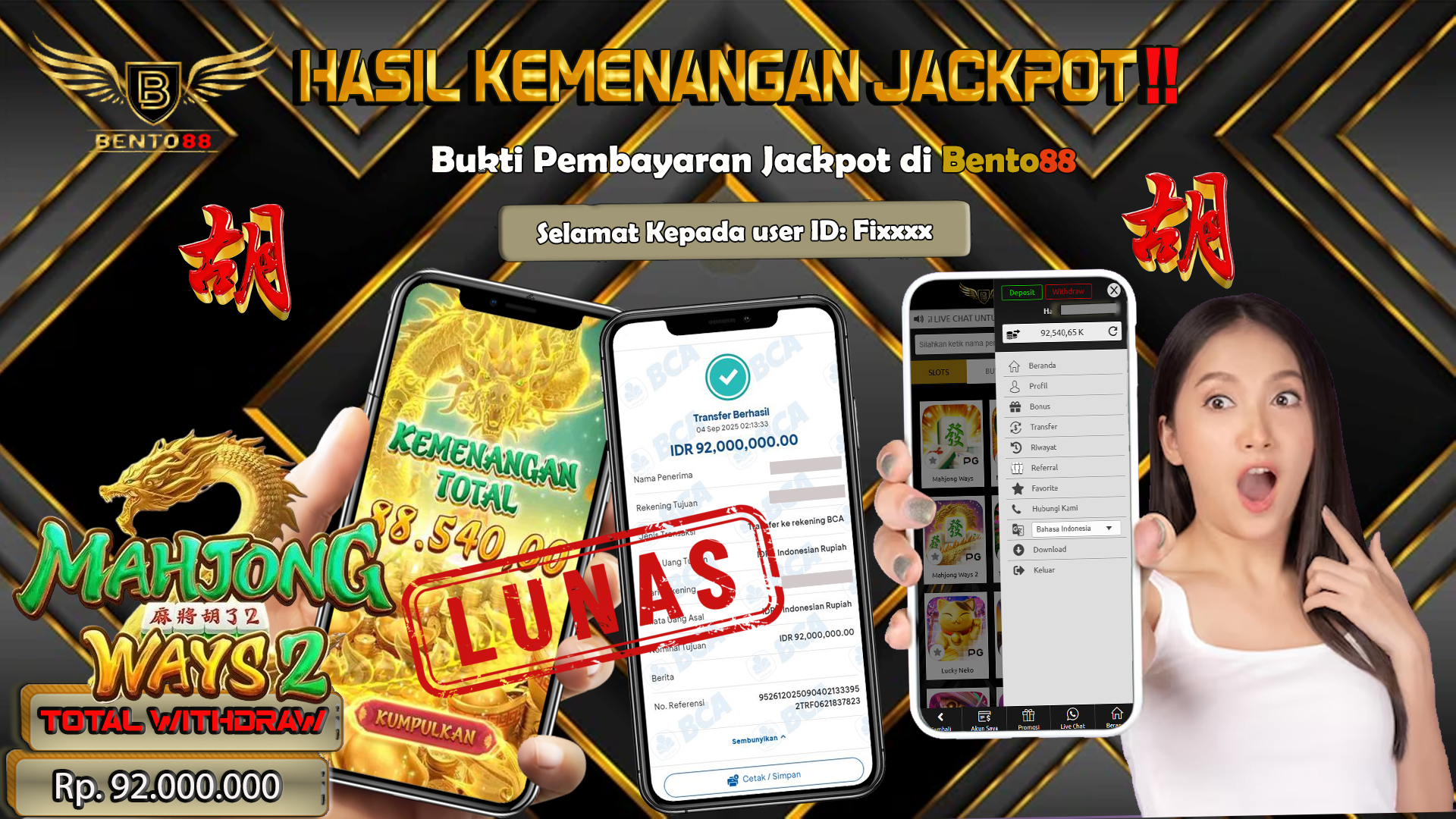 BENTO88 Jackpot Slot Rp 92,000,000 ~ Lunas