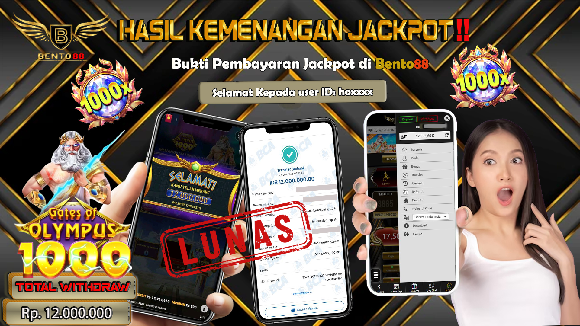 BENTO88 Jackpot Slot Rp 12,000,000 ~ Lunas
