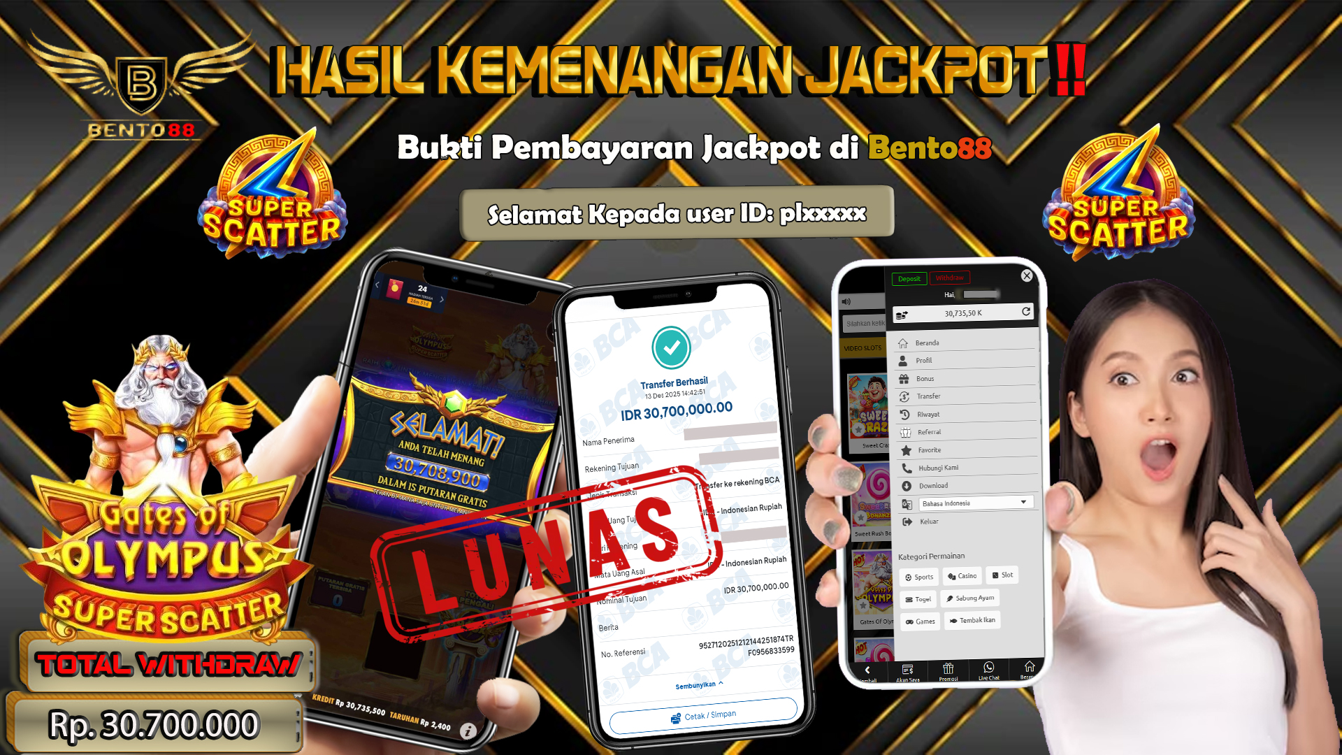 BENTO88 Jackpot Slot Rp 30,700,000 ~ Lunas