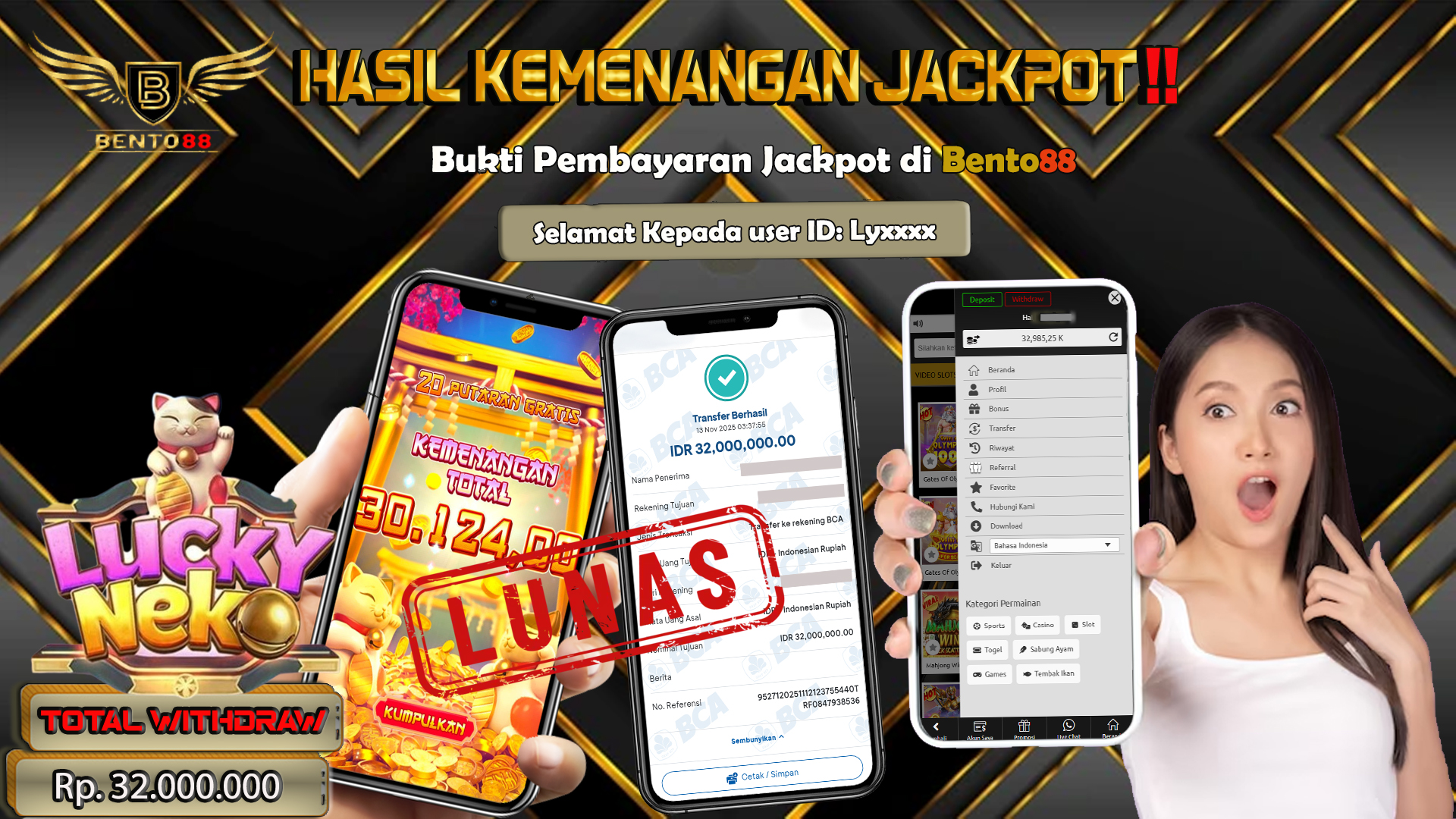BENTO88 Jackpot Slot Rp 32,000,000 ~ Lunas