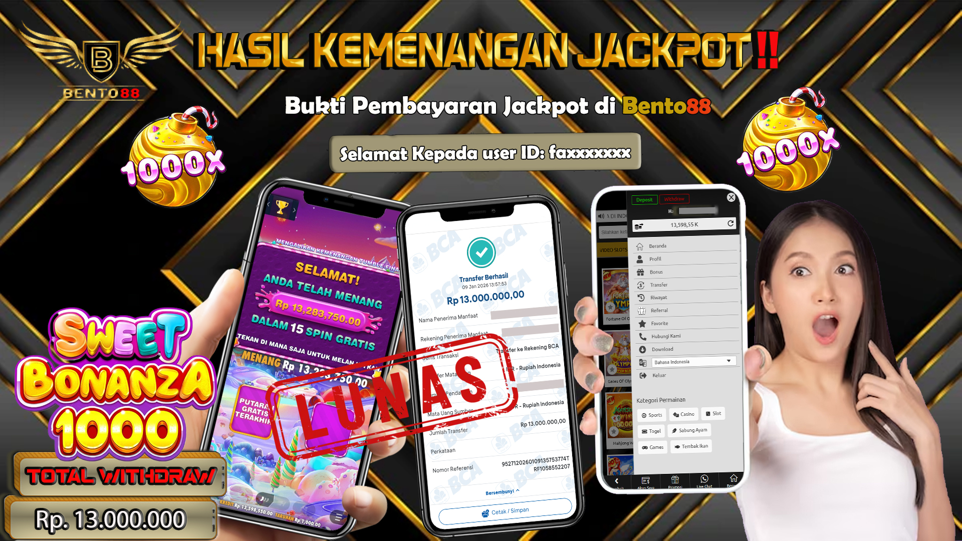 BENTO88 Jackpot Slot Rp 13,000,000 ~ Lunas