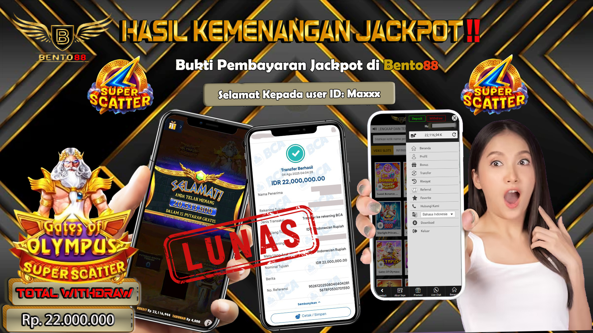 BENTO88 Jackpot Slot Rp 22,000,000 ~ Lunas