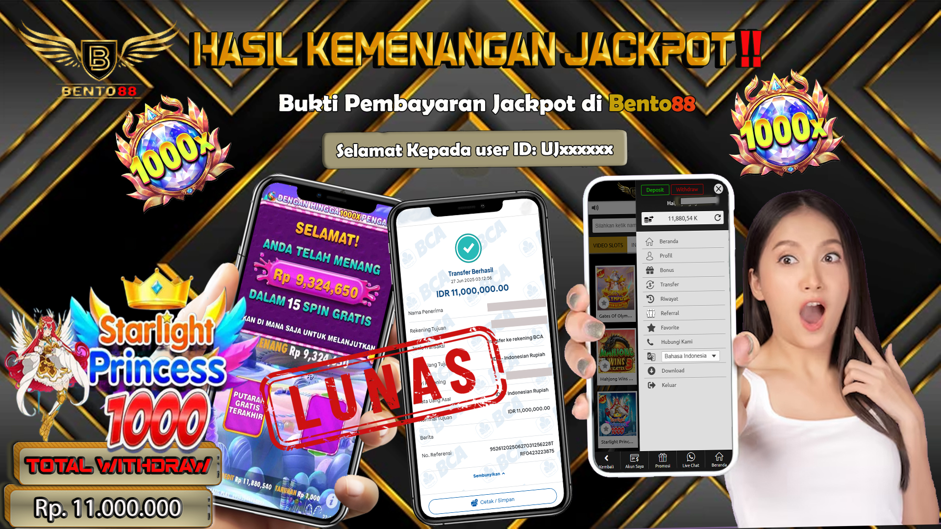 BENTO88 Jackpot Slot Rp 11,000,000 ~ Lunas