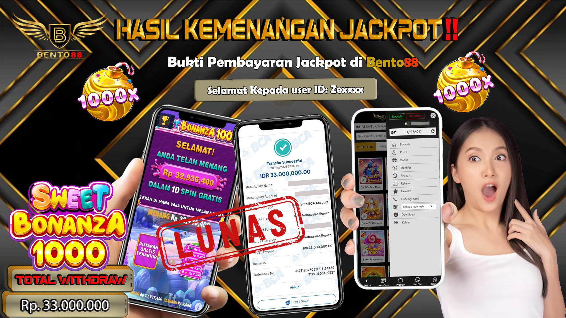 BENTO88 Jackpot Slot Rp 33,000,000 ~ Lunas