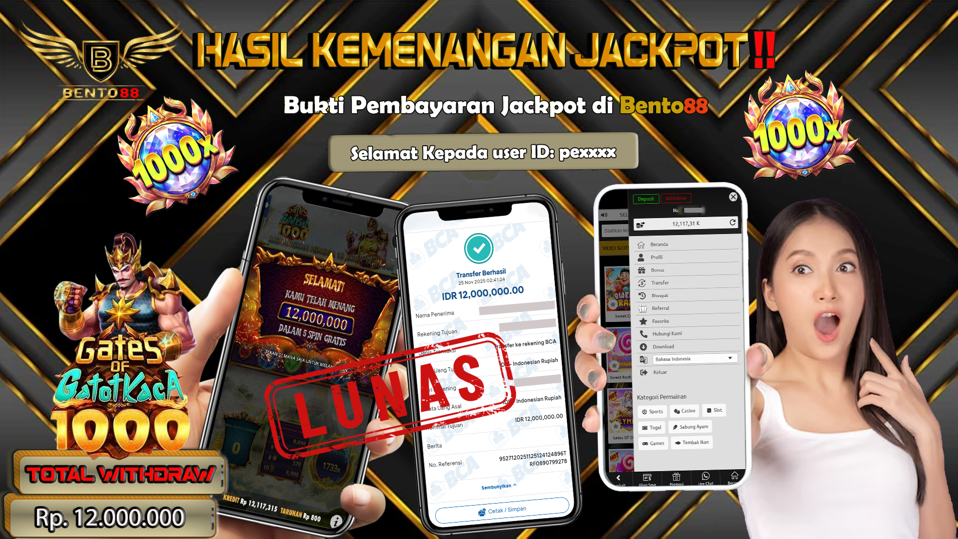 BENTO88 Jackpot Slot Rp 12,000,000 ~ Lunas