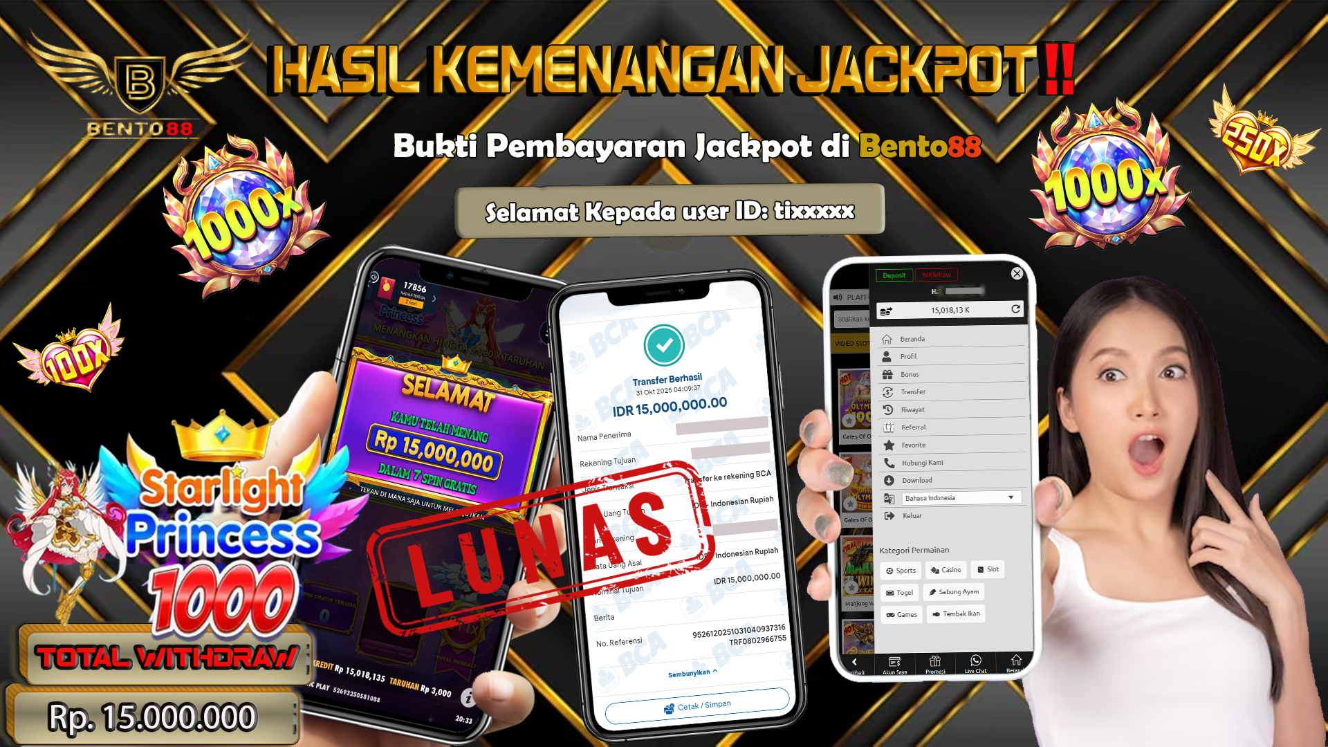 BENTO88 Jackpot Slot Rp 15,000,000 ~ Lunas