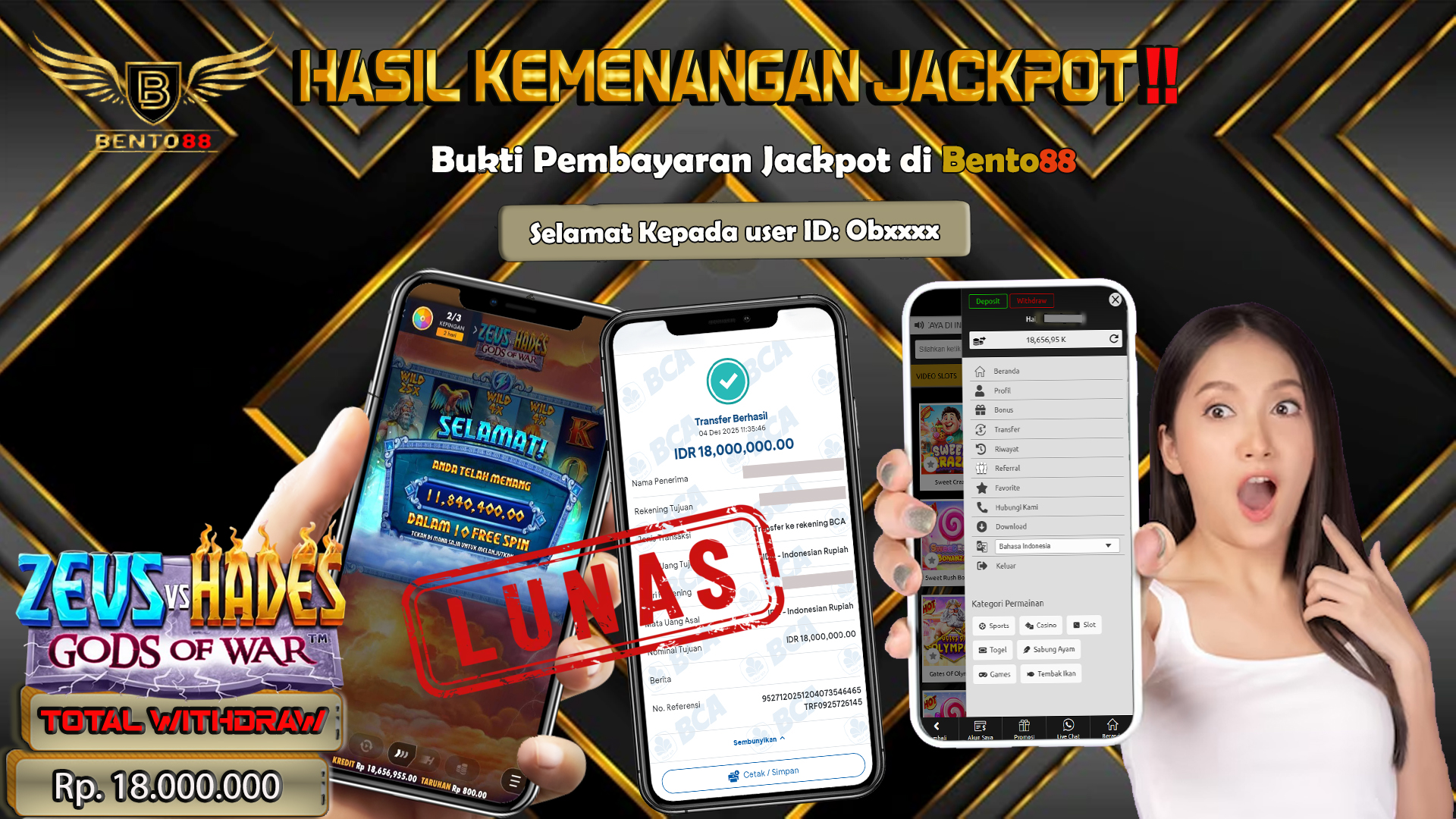 BENTO88 Jackpot Slot Rp 18,000,000 ~ Lunas
