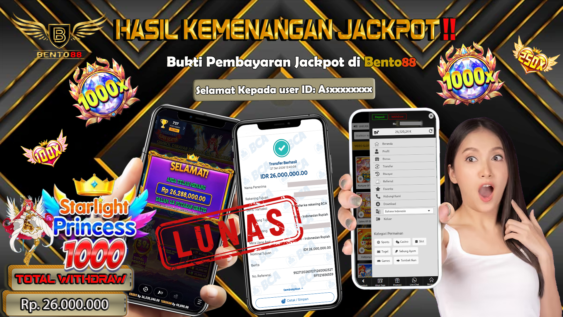 BENTO88 Jackpot Slot Rp 26,000,000 ~ Lunas