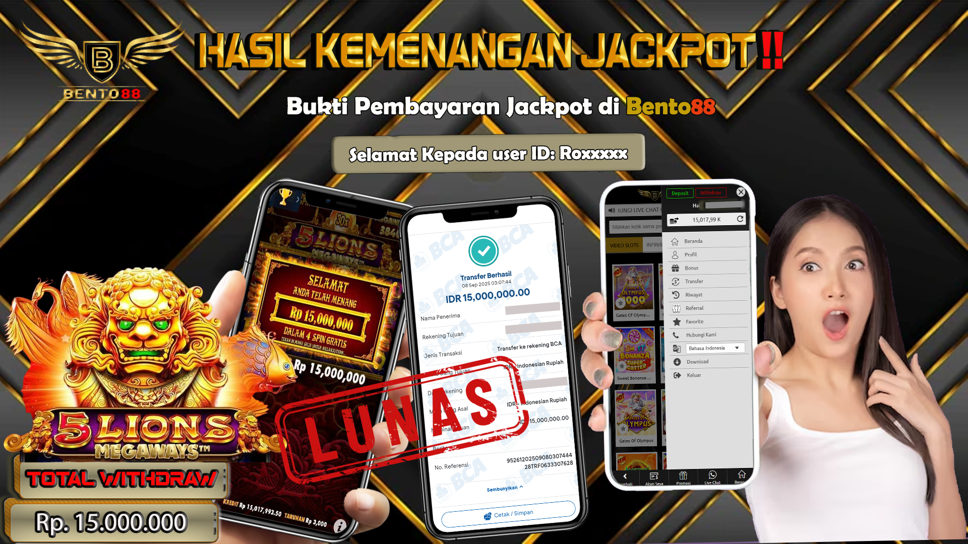 BENTO88 Jackpot Slot Rp 15,000,000 ~ Lunas