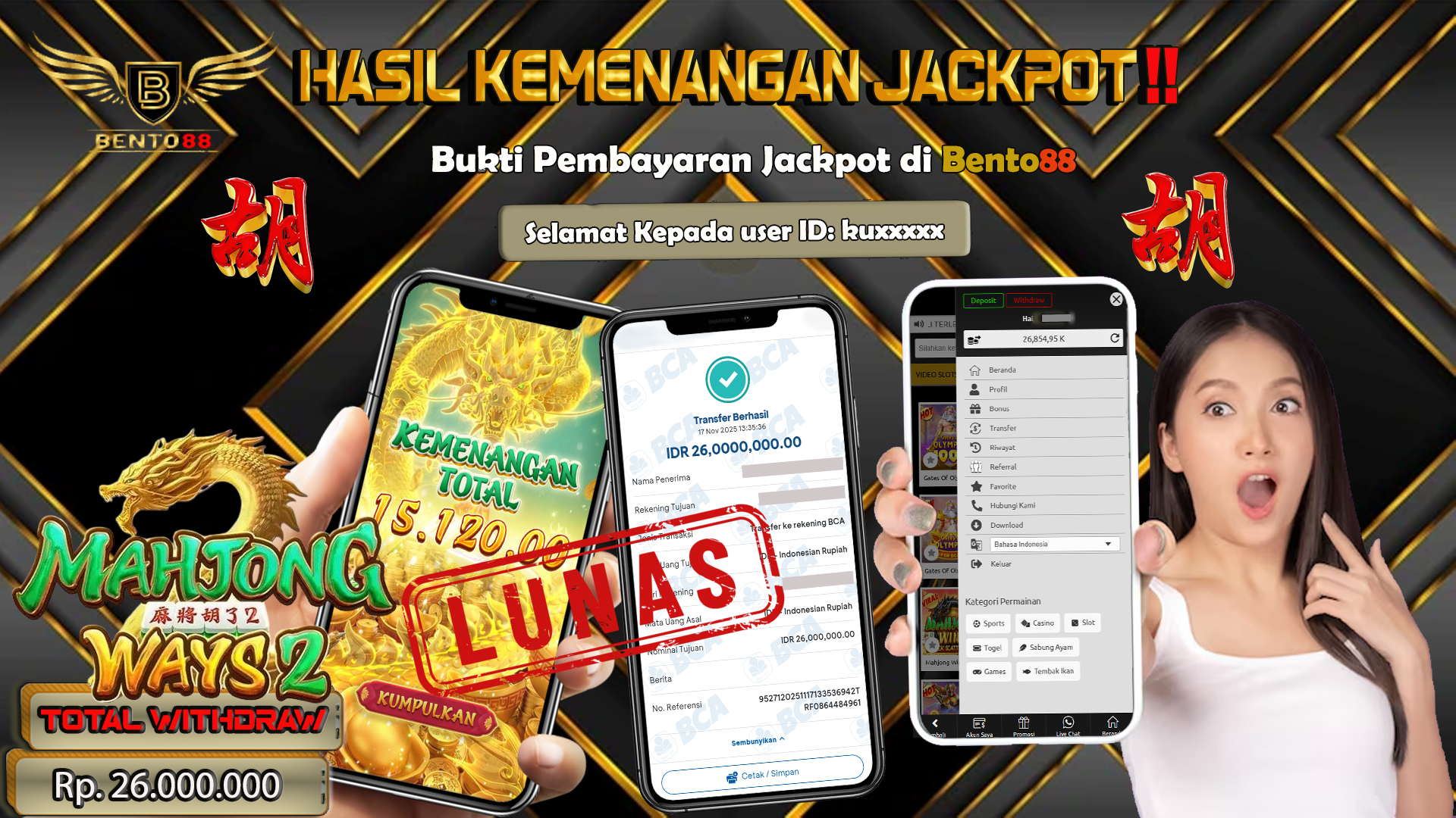 BENTO88 Jackpot Slot Rp 26,000,000 ~ Lunas