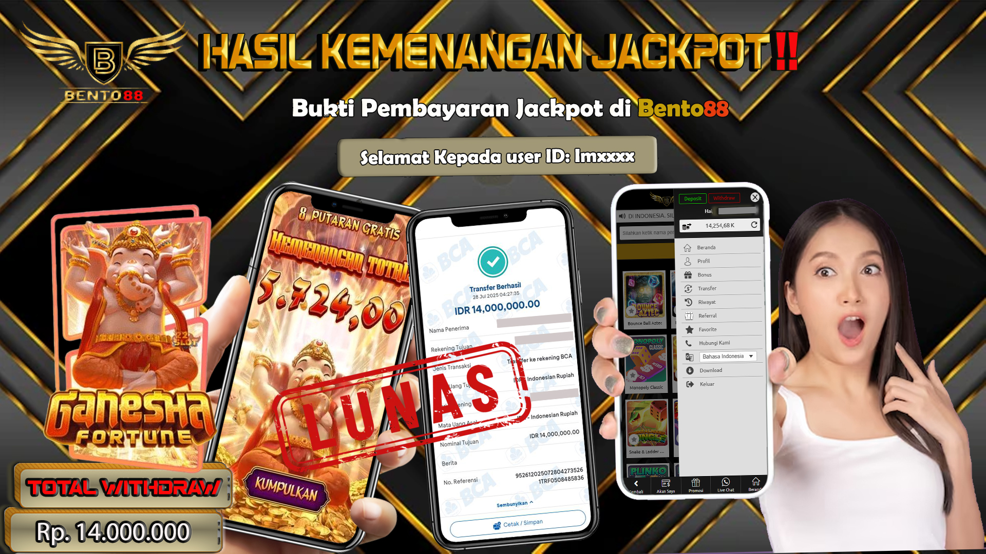 BENTO88 Jackpot Slot Rp 14,000,000 ~ Lunas