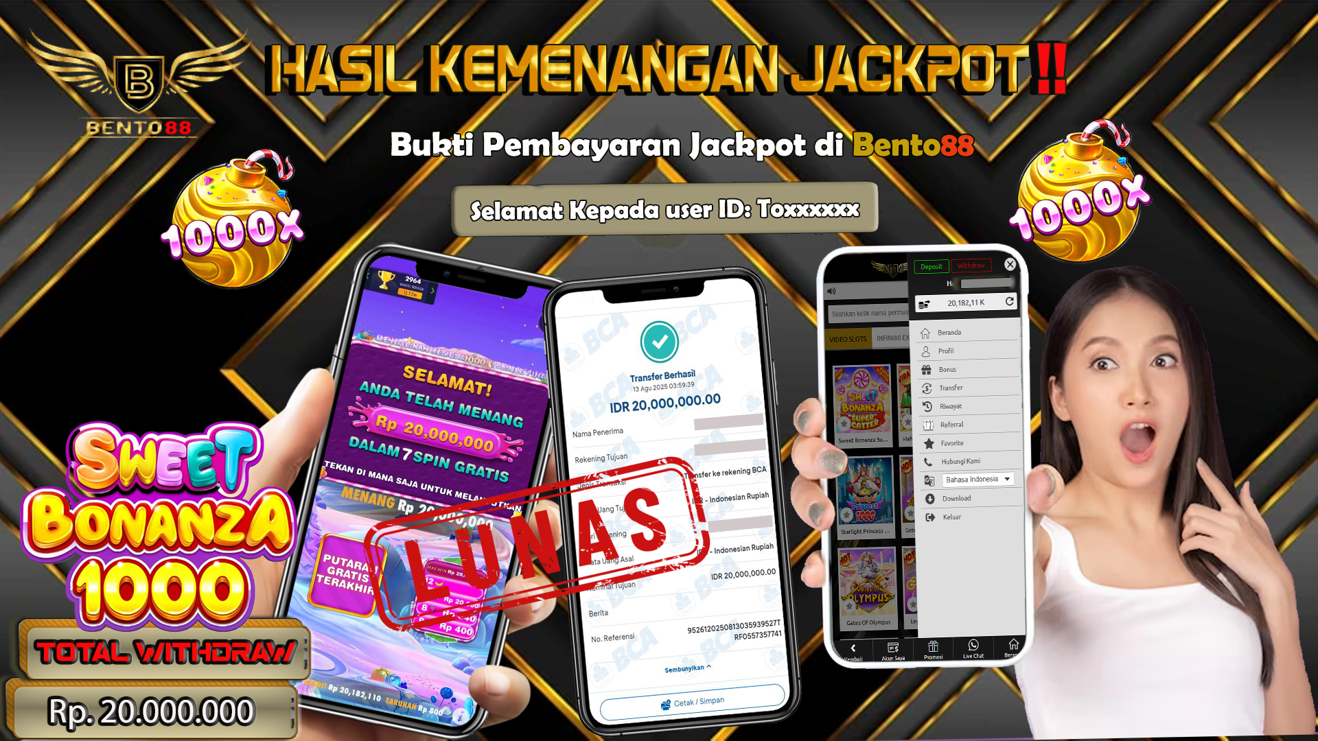 BENTO88 Jackpot Slot Rp 20,000,000 ~ Lunas