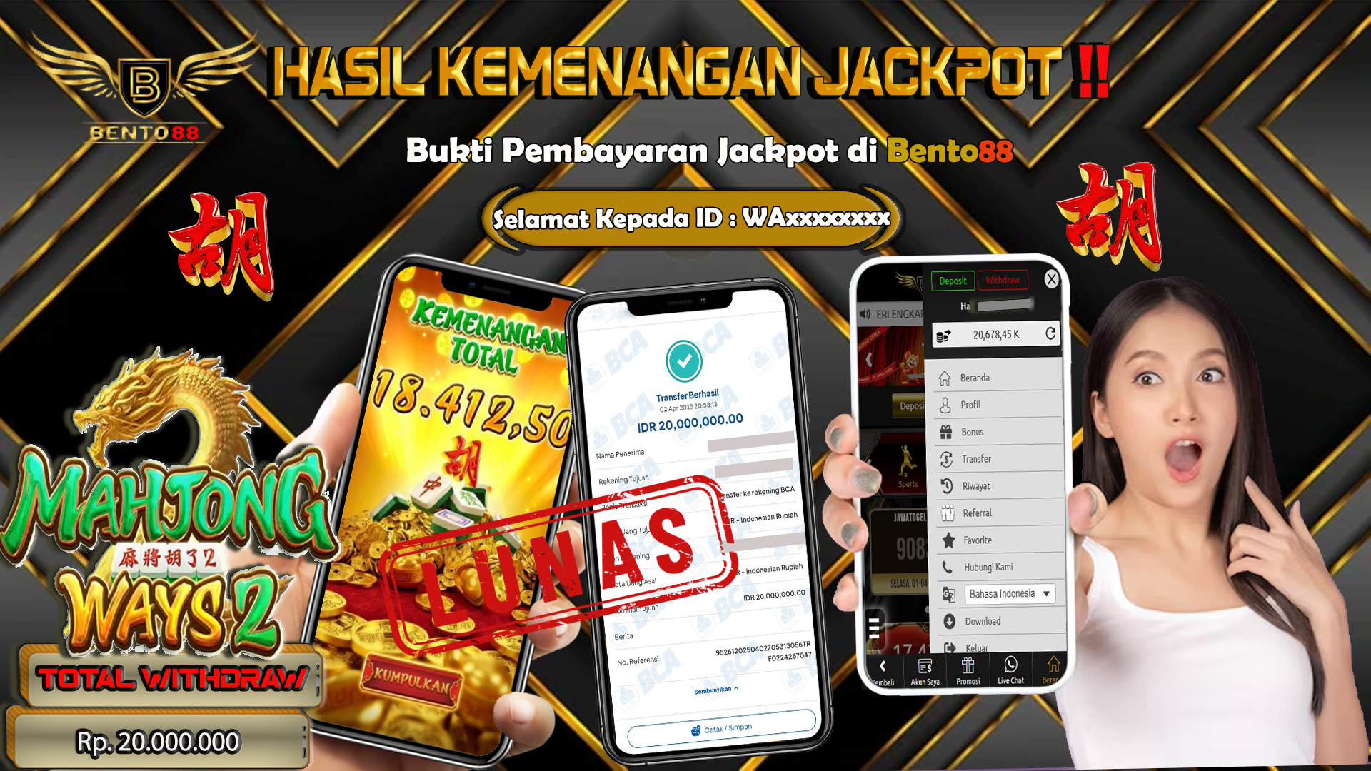 BENTO88 Jackpot Slot Rp 20,000,000 ~ Lunas