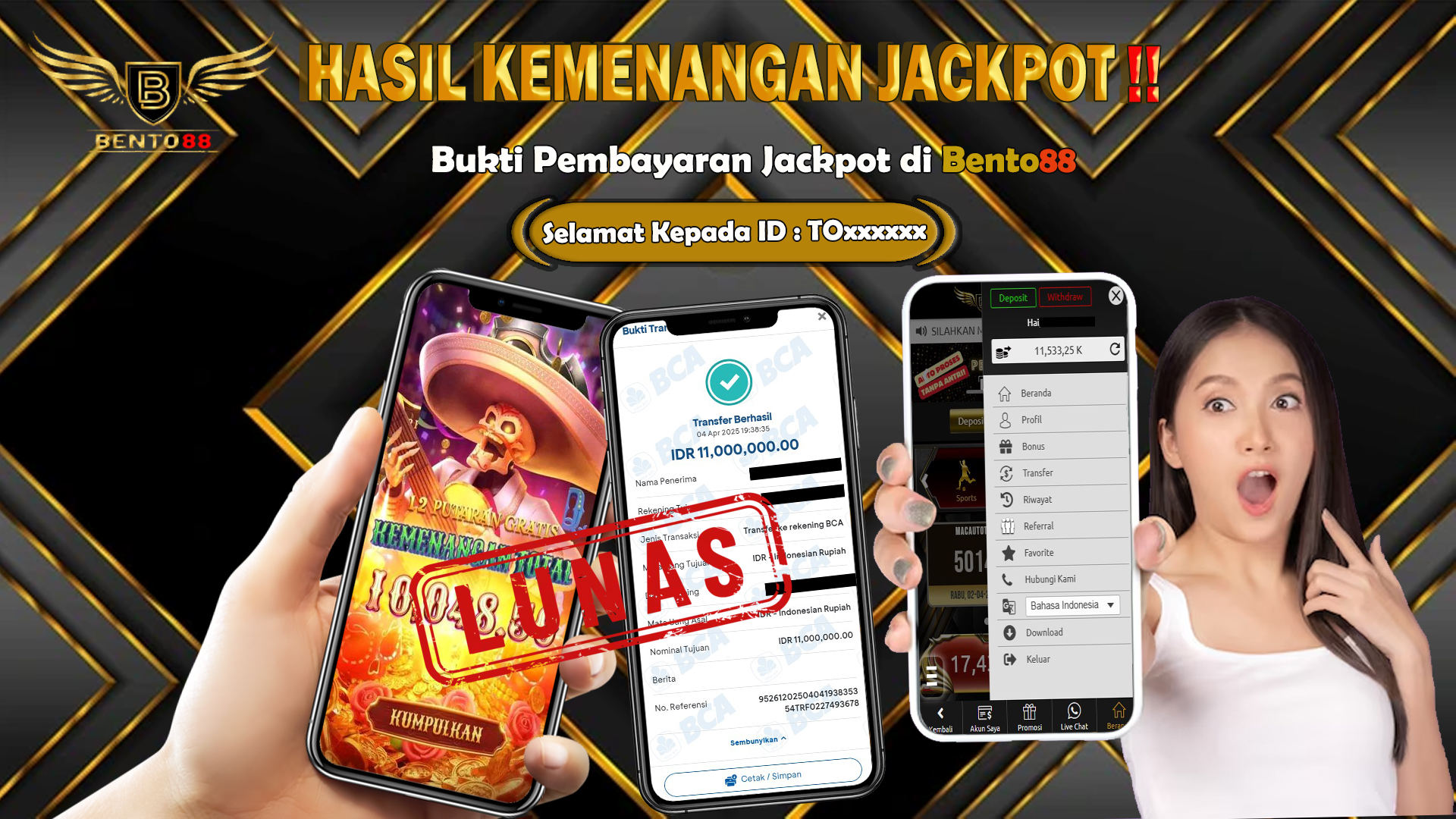 BENTO88 Jackpot Slot Rp 11,000,000 ~ Lunas