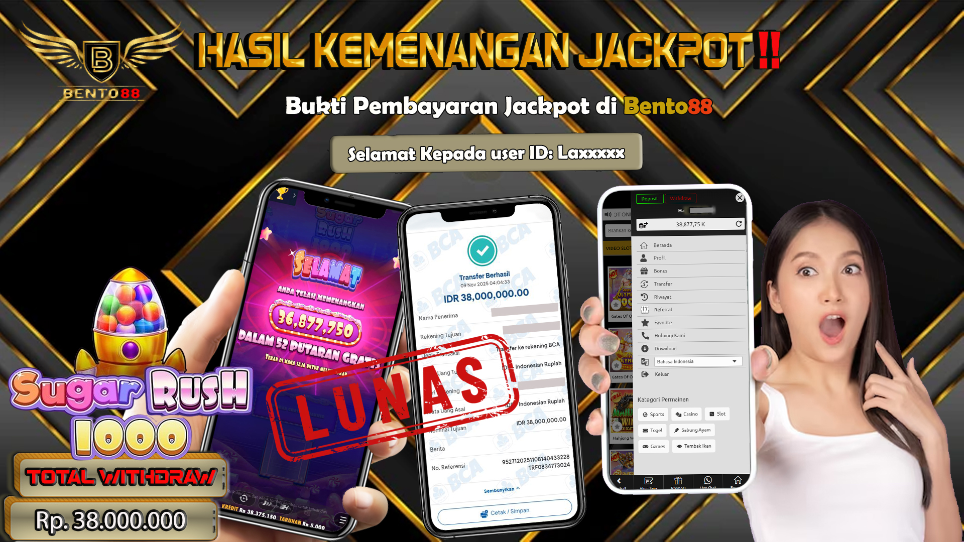 BENTO88 Jackpot Slot Rp 38,000,000 ~ Lunas