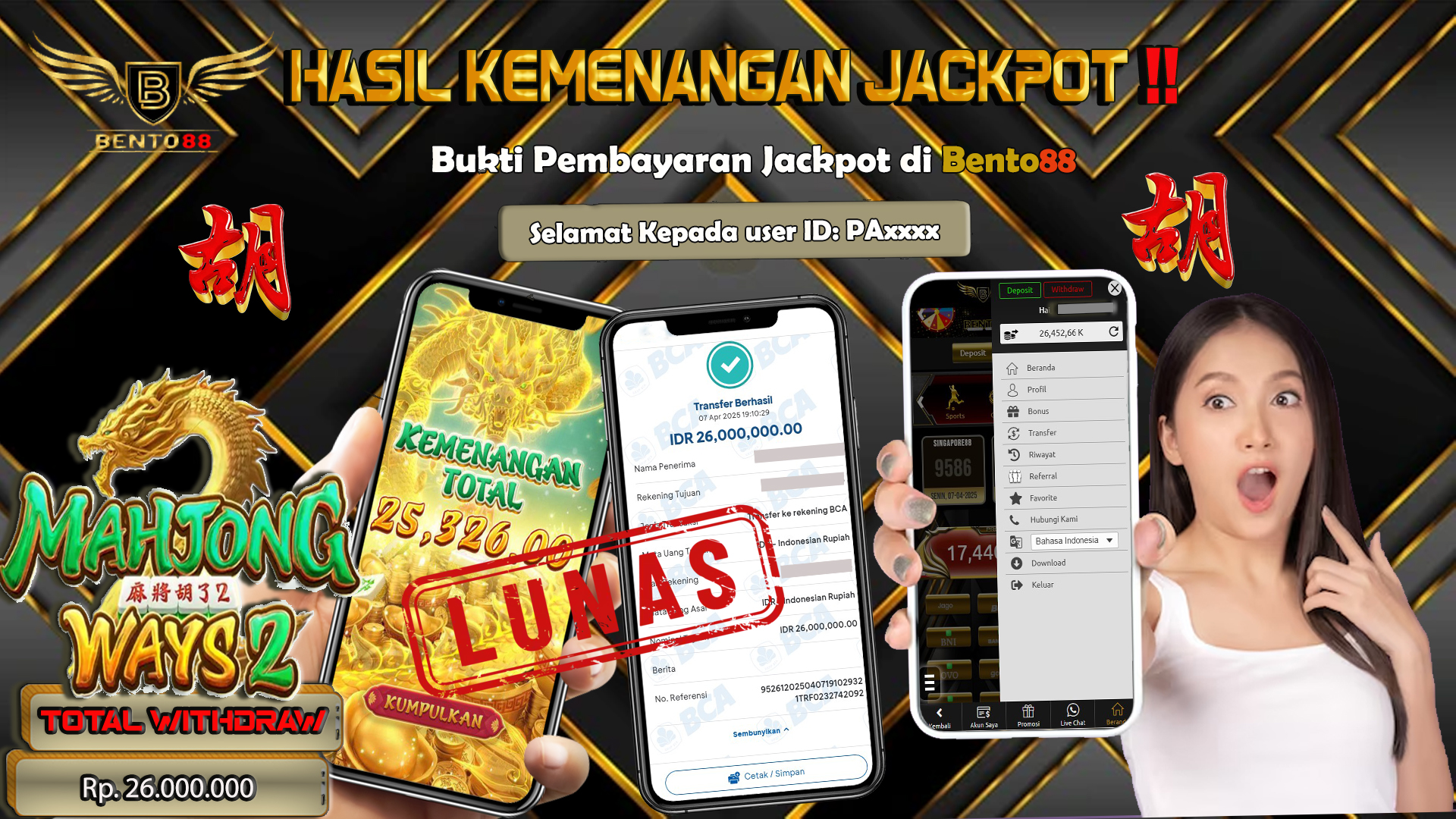 BENTO88 Jackpot Slot Rp 26,000,000 ~ Lunas