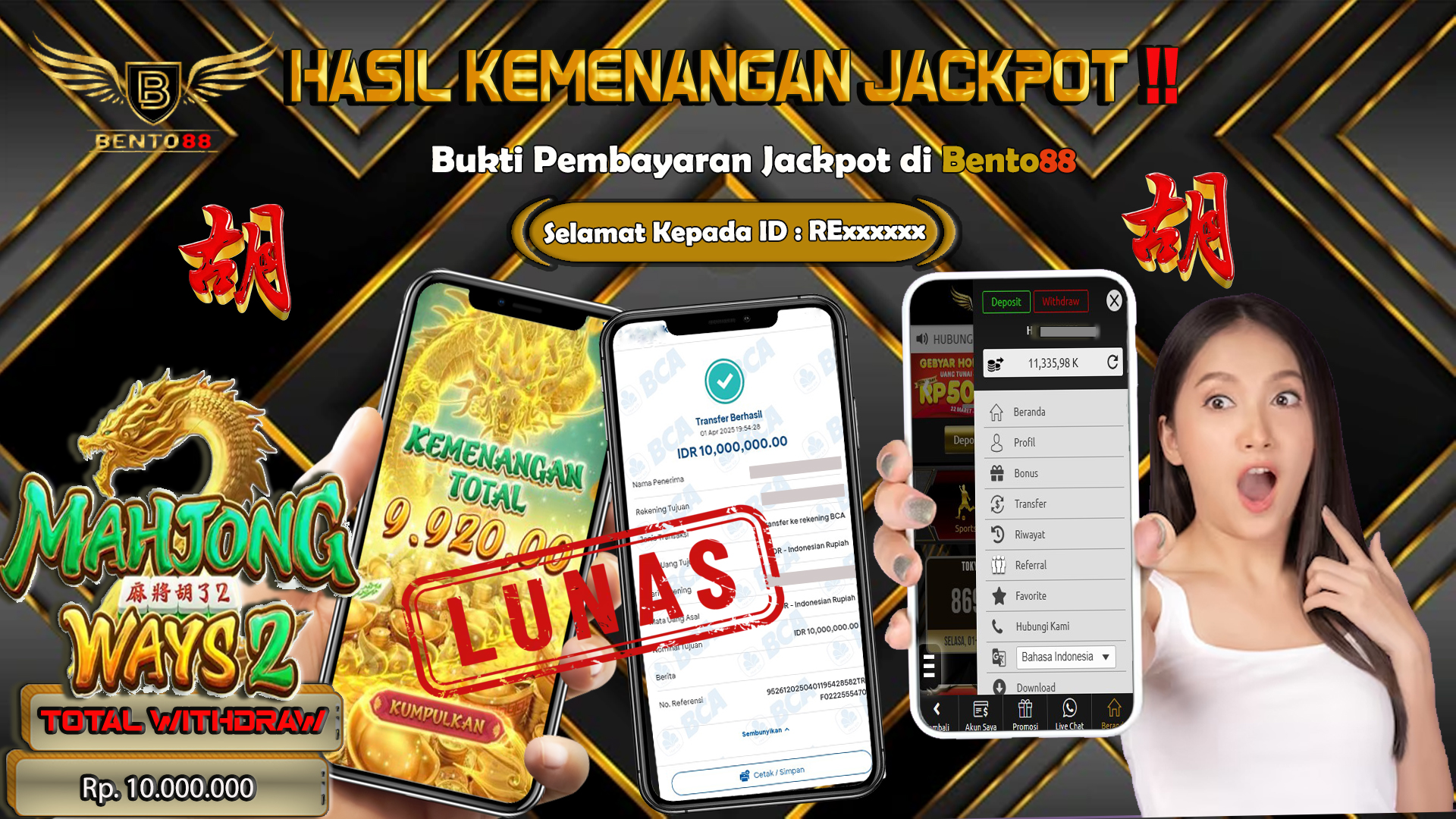 BENTO88 Jackpot Slot Rp 10,000,000 ~ Lunas (judul)