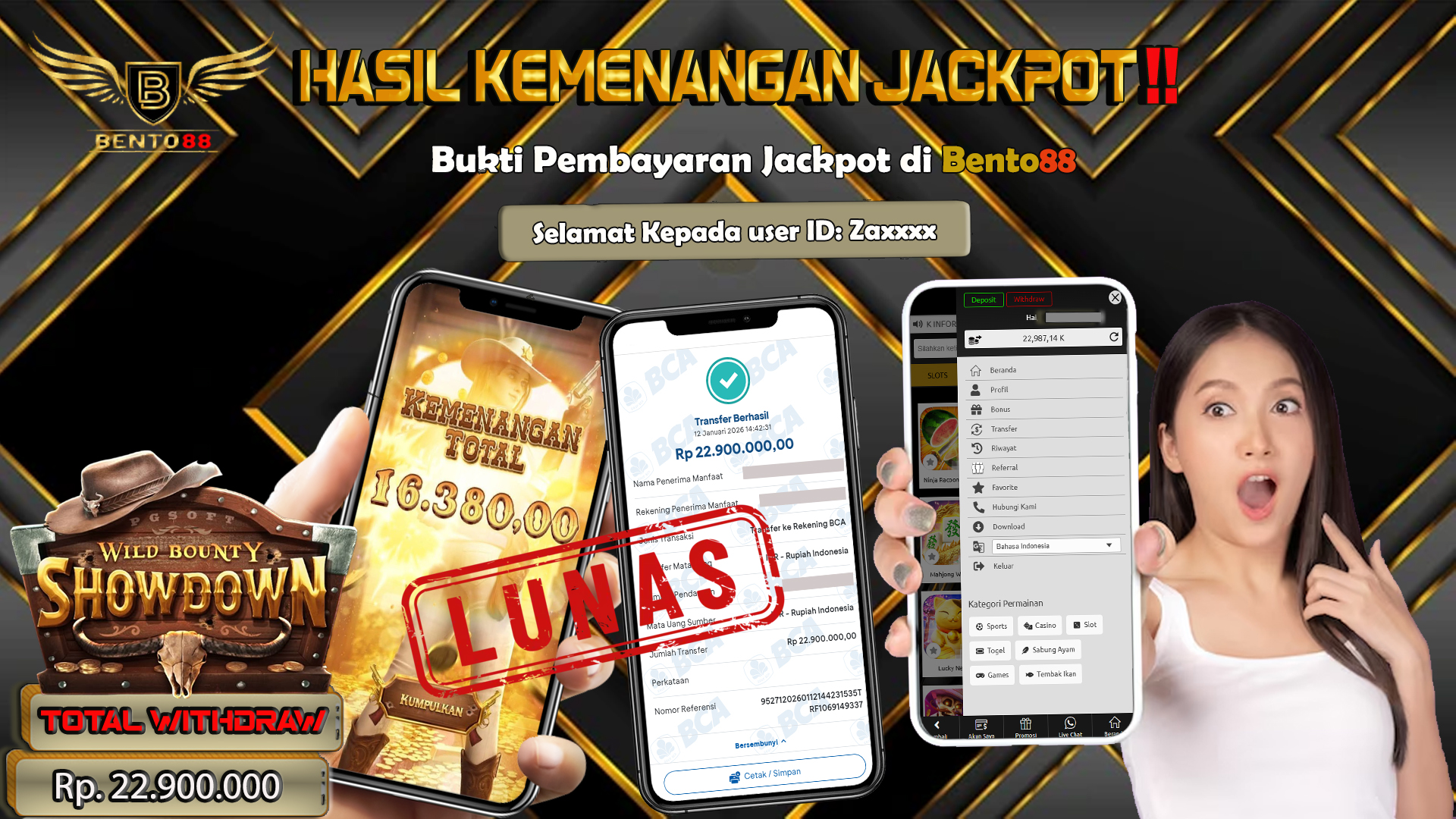 BENTO88 Jackpot Slot Rp 22,900,000 ~ Lunas