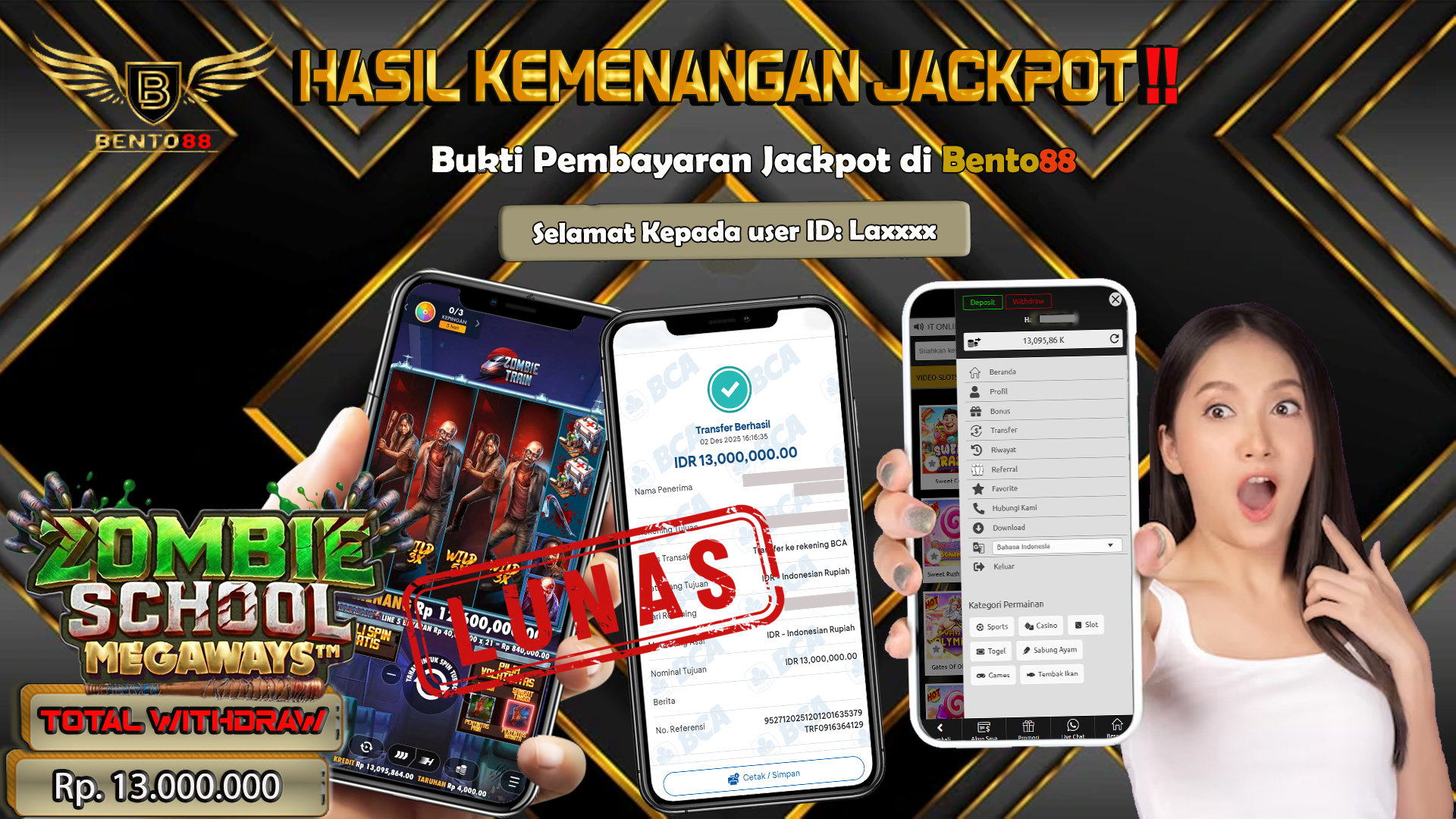 BENTO88 Jackpot Slot Rp 13,000,000 ~ Lunas