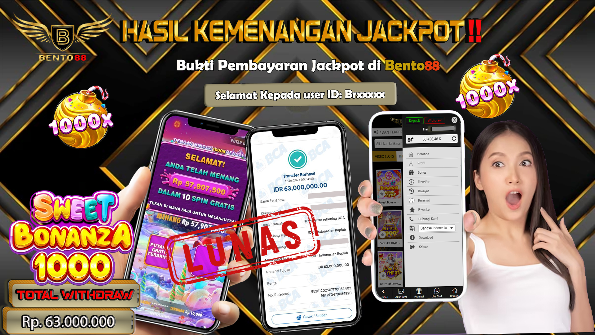 BENTO88 Jackpot Slot Rp 63,000,000 ~ Lunas
