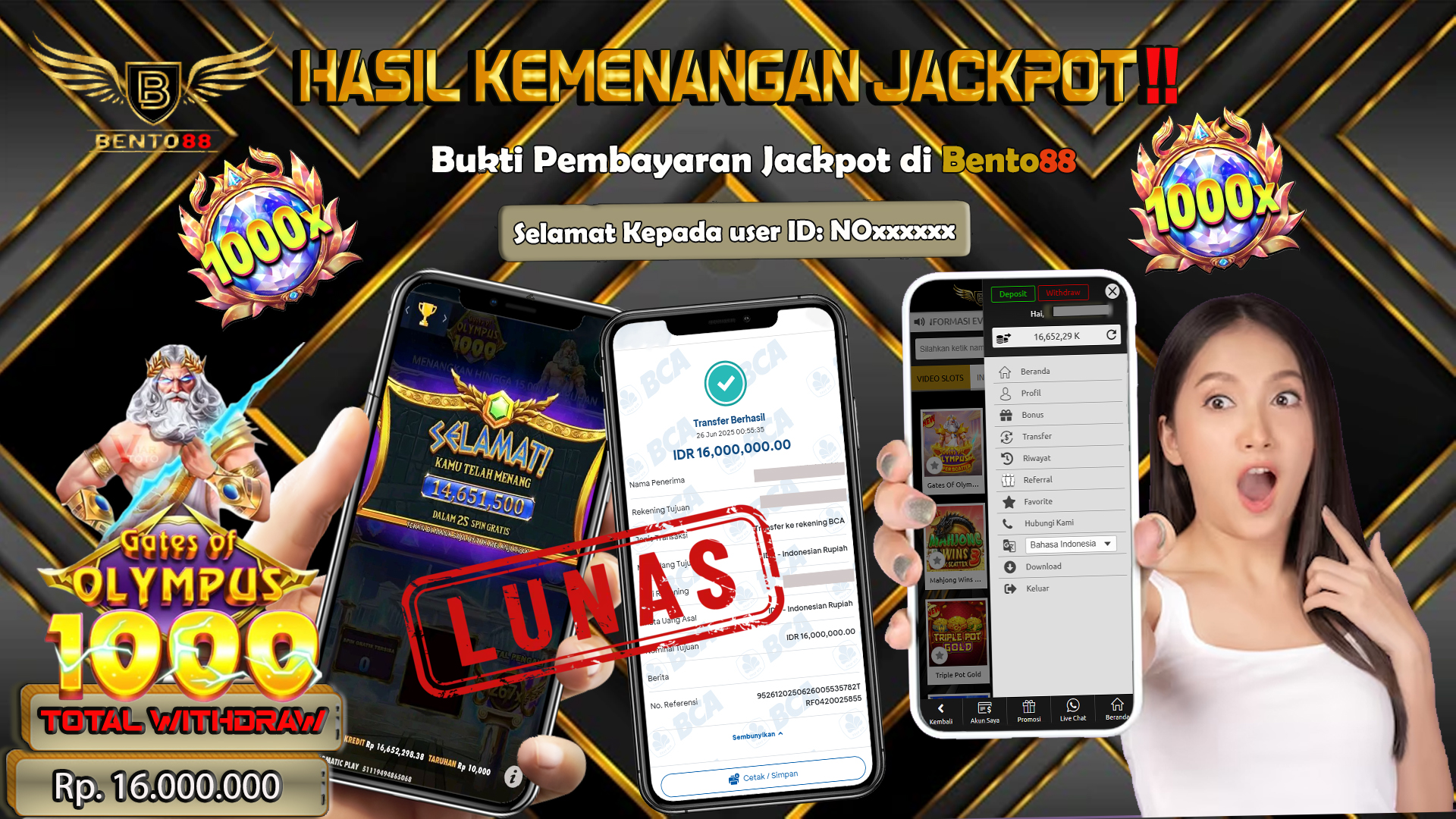 BENTO88 Jackpot Slot Rp 16,000,000 ~ Lunas