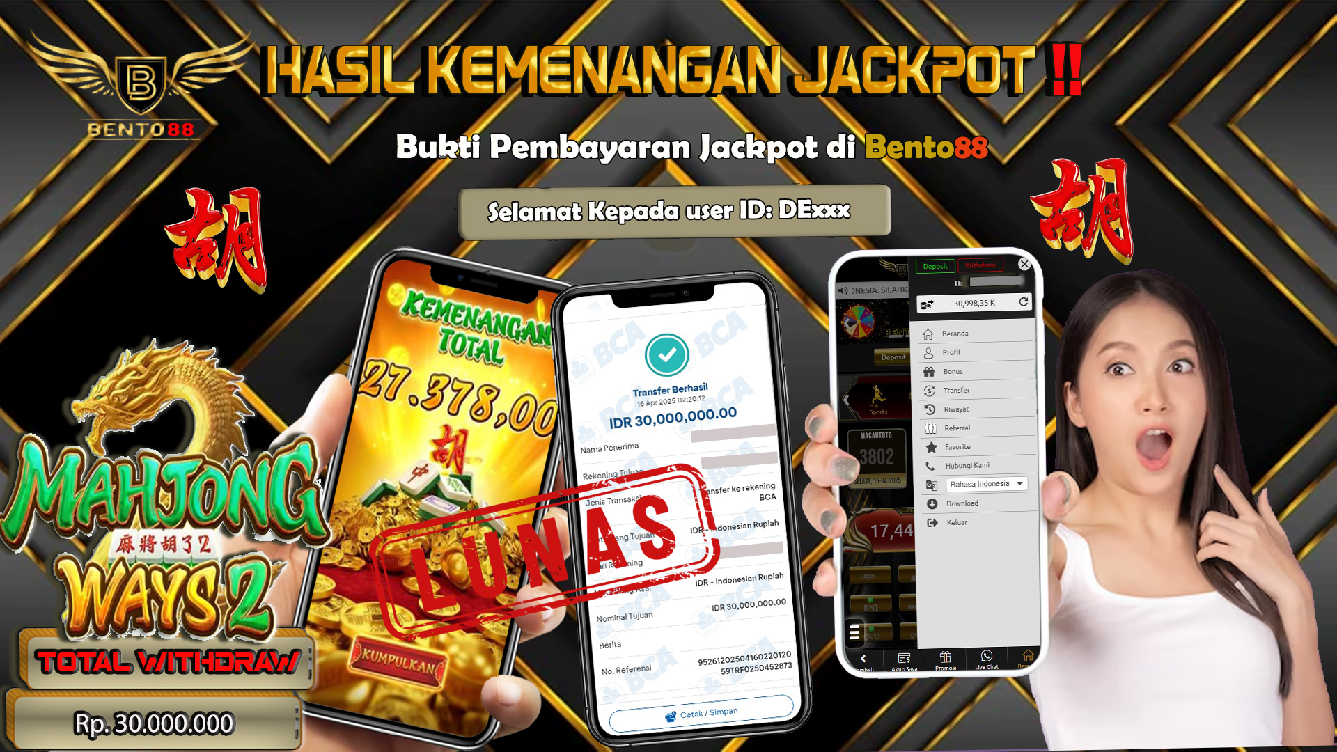 BENTO88 Jackpot Slot Rp 30,000,000 ~ Lunas