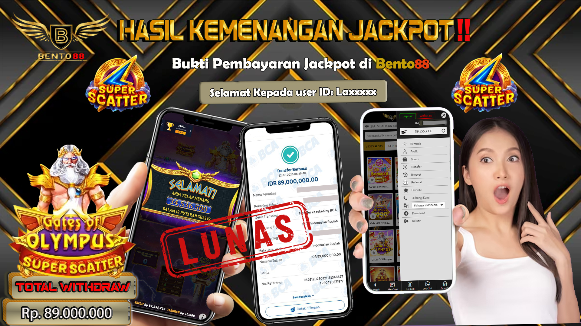 BENTO88 Jackpot Slot Rp 89,000,000 ~ Lunas