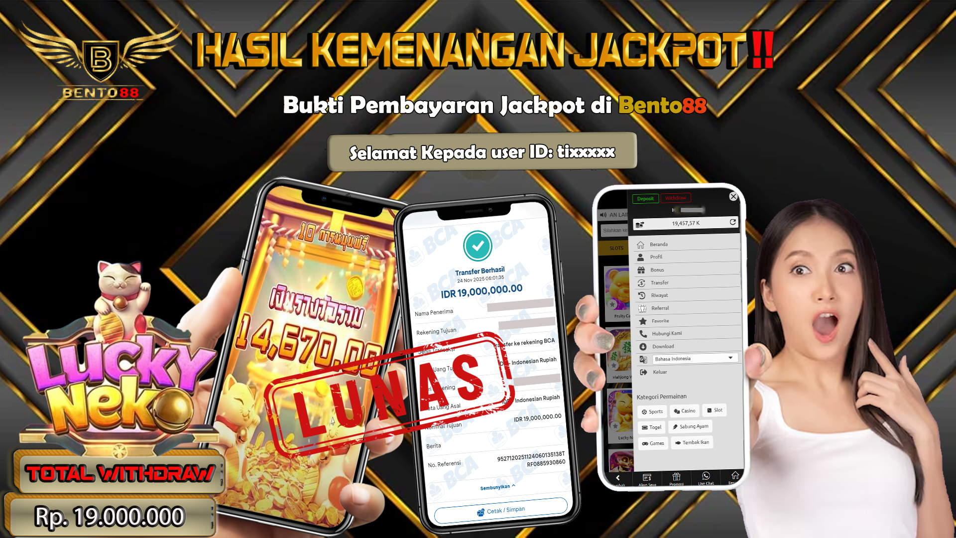 BENTO88 Jackpot Slot Rp 19,000,000 ~ Lunas