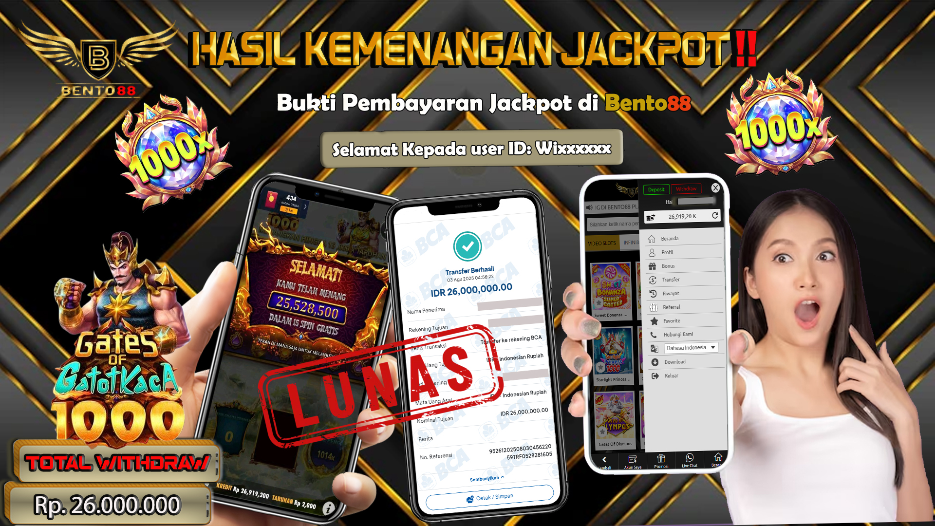 BENTO88 Jackpot Slot Rp 26,000,000 ~ Lunas