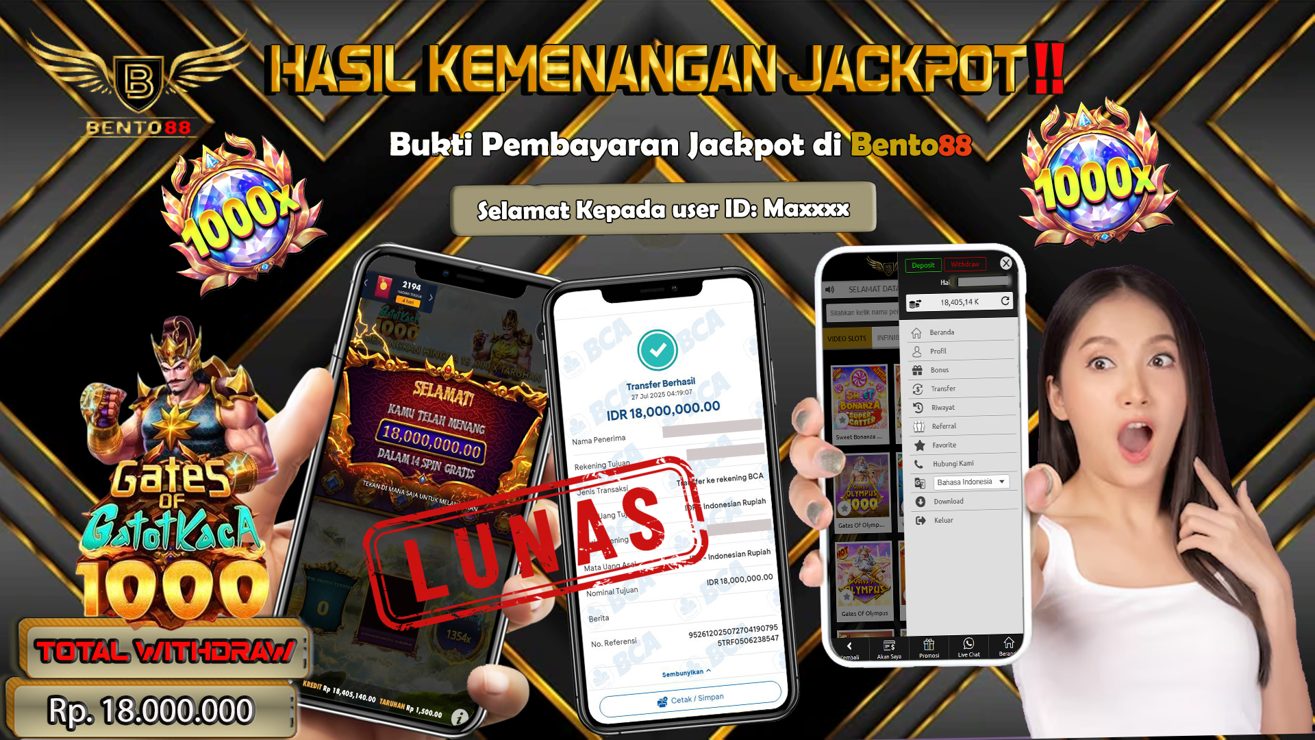 BENTO88 Jackpot Slot Rp 18,000,000 ~ Lunas