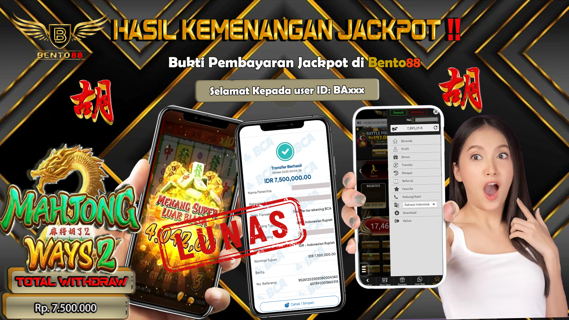 BENTO88 Jackpot Slot Rp 7,500,000 ~ Lunas